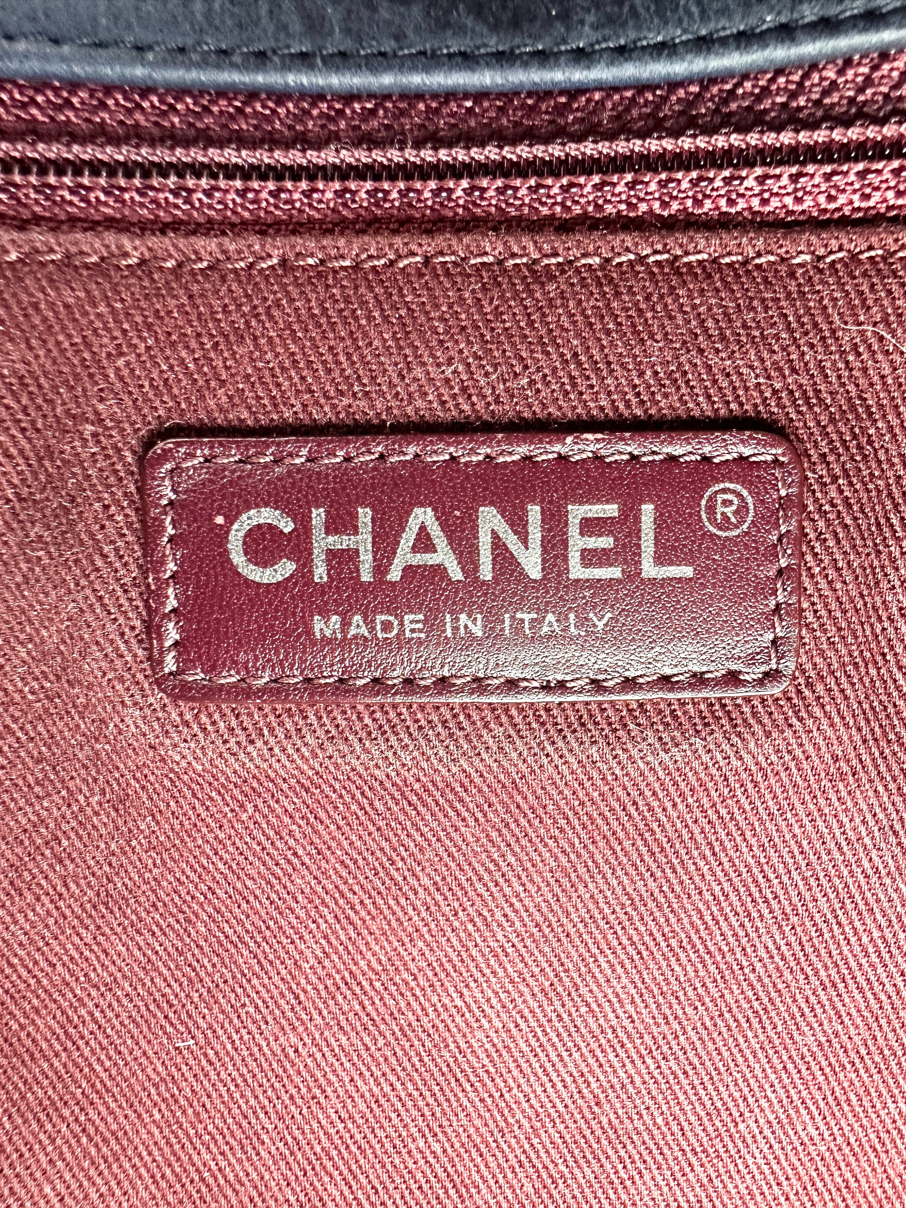Chanel LeBoy Navy Quilted Lambskin XL Flap Bag With Silver Buckle(18***49) CC2051