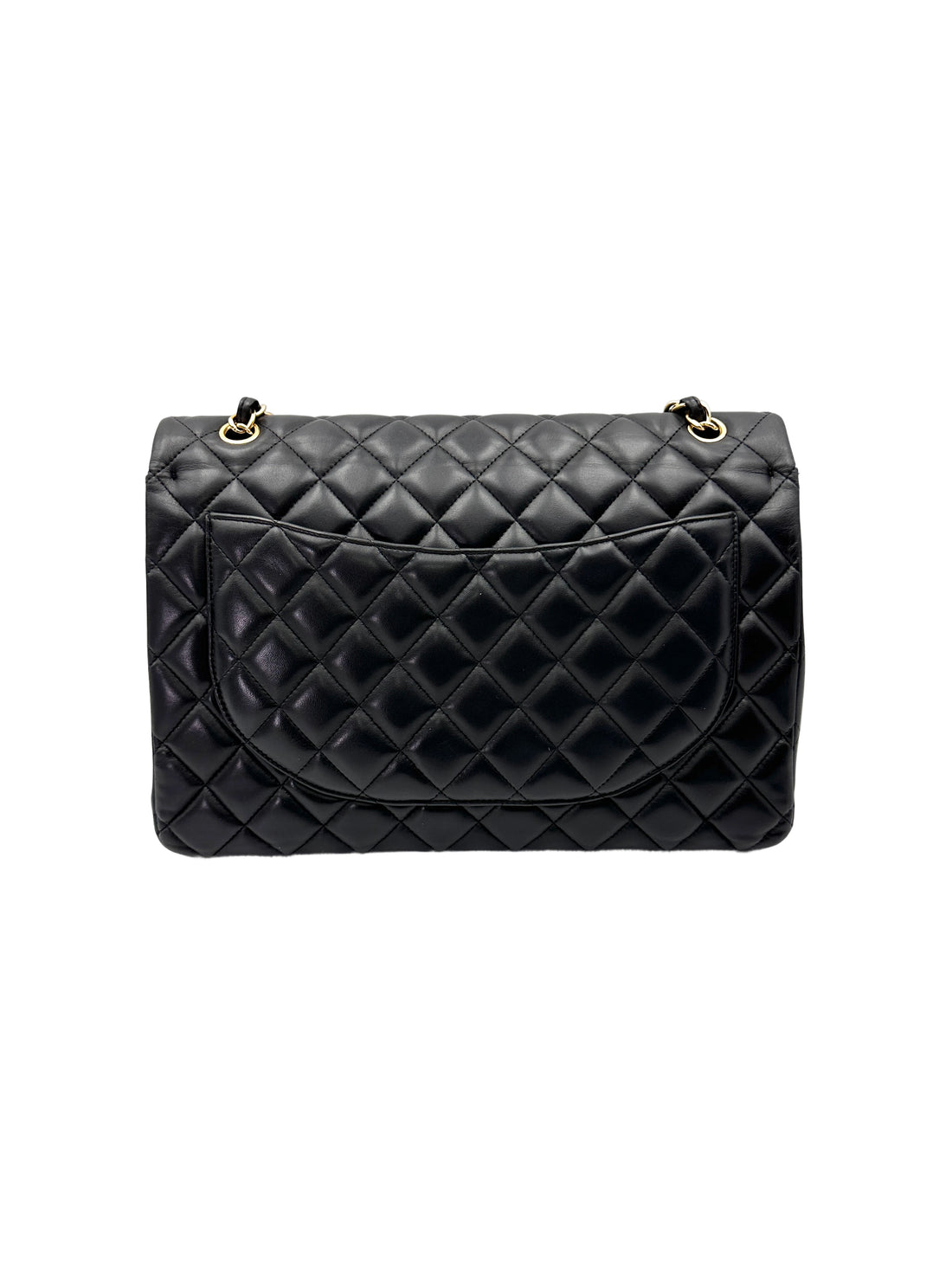 Chanel Classic Flap Black Quilted Lambskin Jumbo Shoulder Bag With Gold Buckle(14***99) CC2052