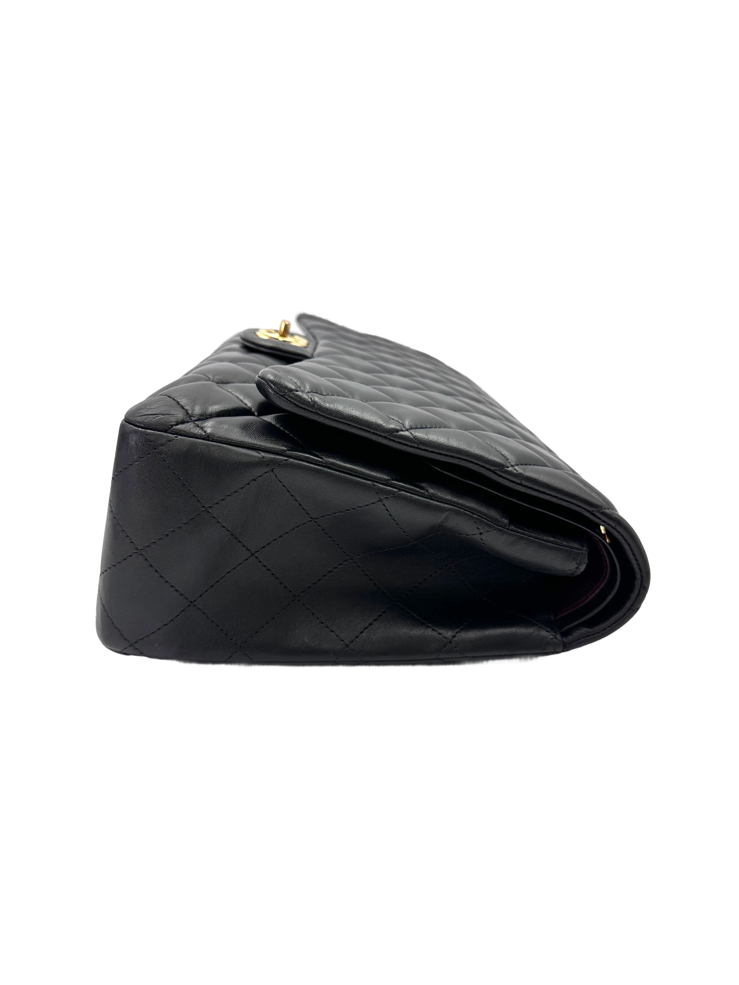Chanel Classic Flap Black Quilted Lambskin Jumbo Shoulder Bag With Gold Buckle(14***99) CC2052