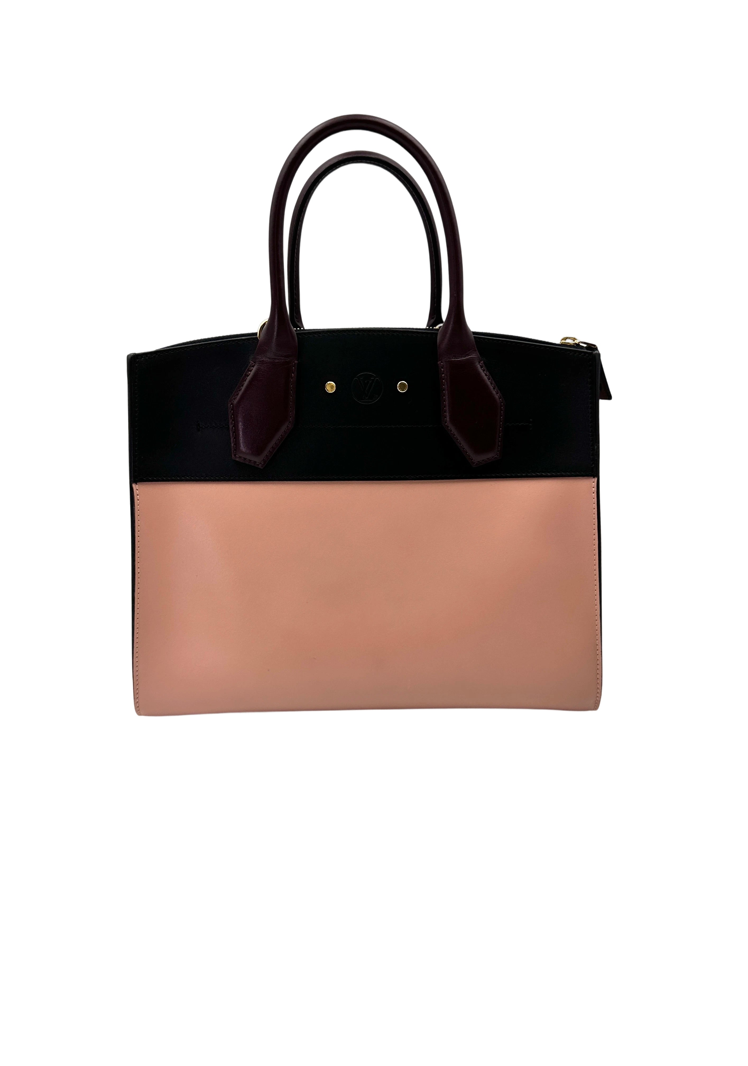 Louis Vuitton City Steamer Black/Pink Grained Leather Handle Bag LV2880