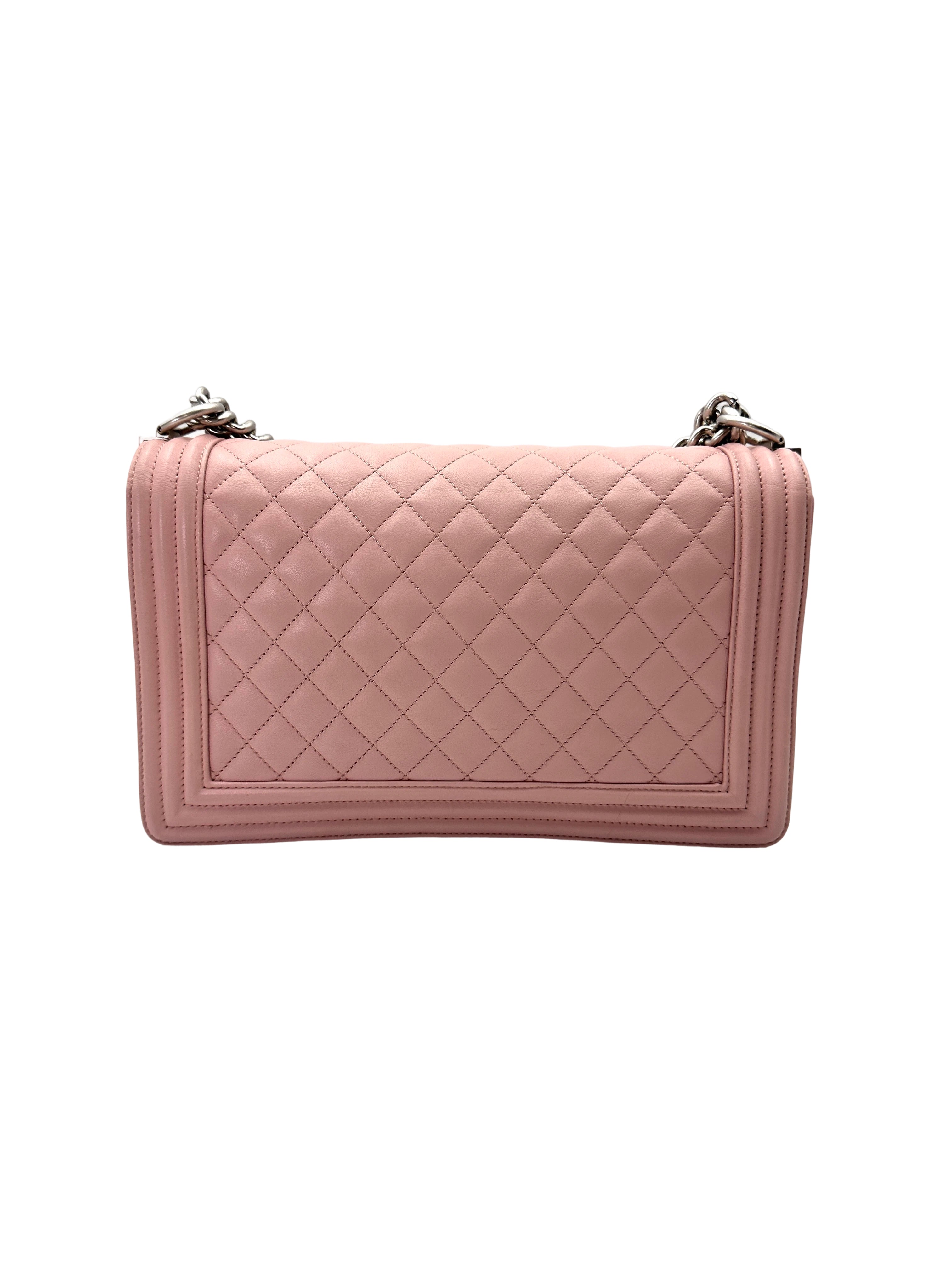 Chanel LeBoy Pink Quilted Leather Flap Bag With Silver Buckle(20***22) CC2053