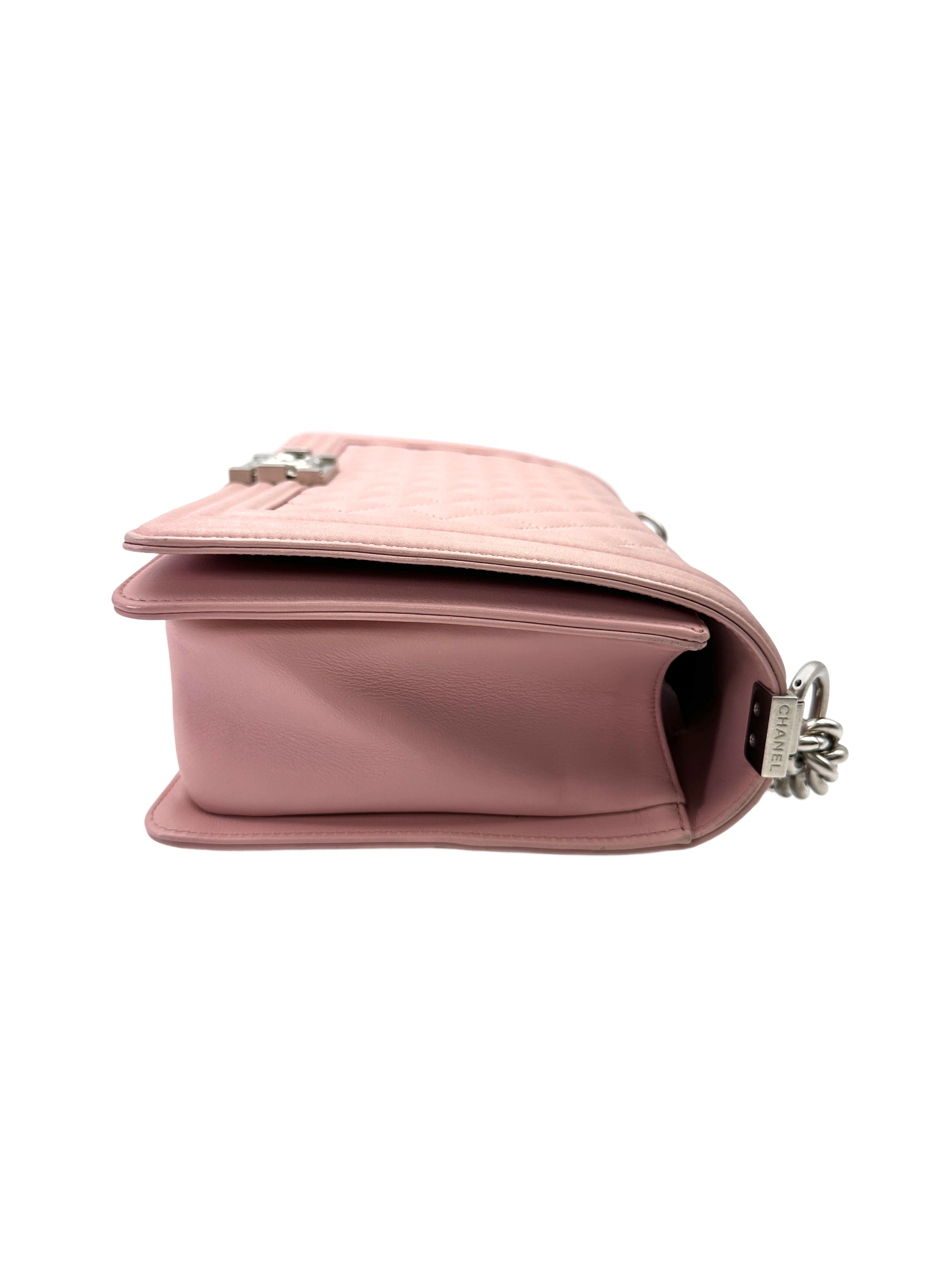 Chanel LeBoy Pink Quilted Leather Flap Bag With Silver Buckle(20***22) CC2053