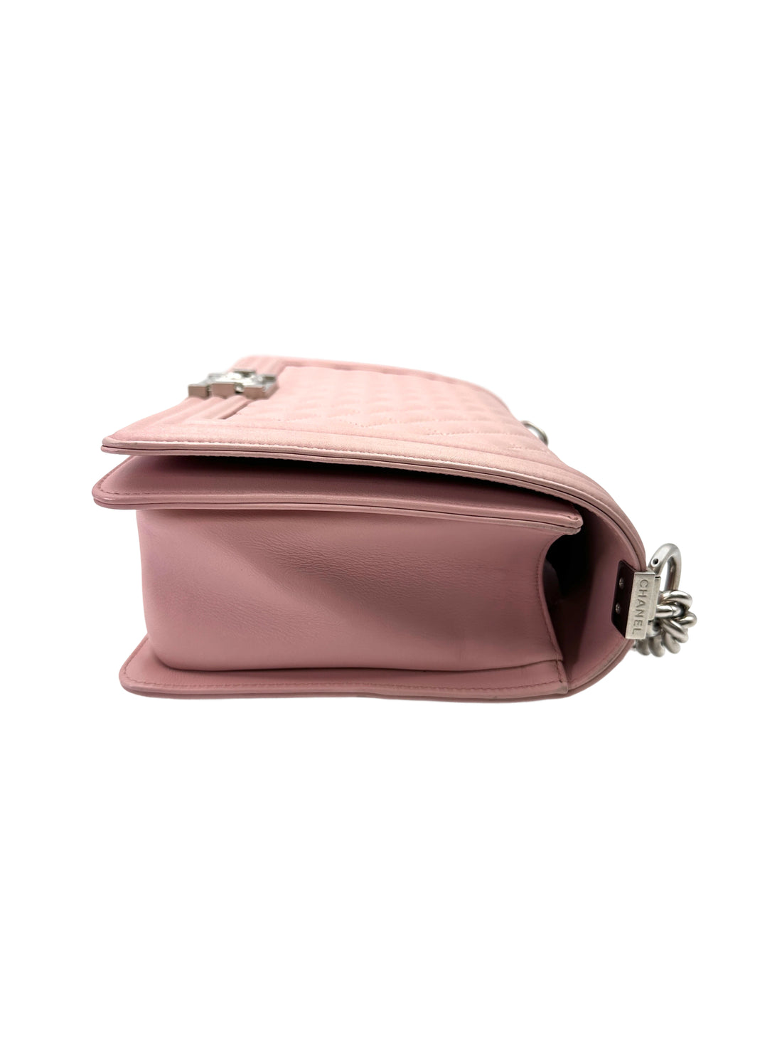 Chanel LeBoy Pink Quilted Leather Flap Bag With Silver Buckle(20***22) CC2053