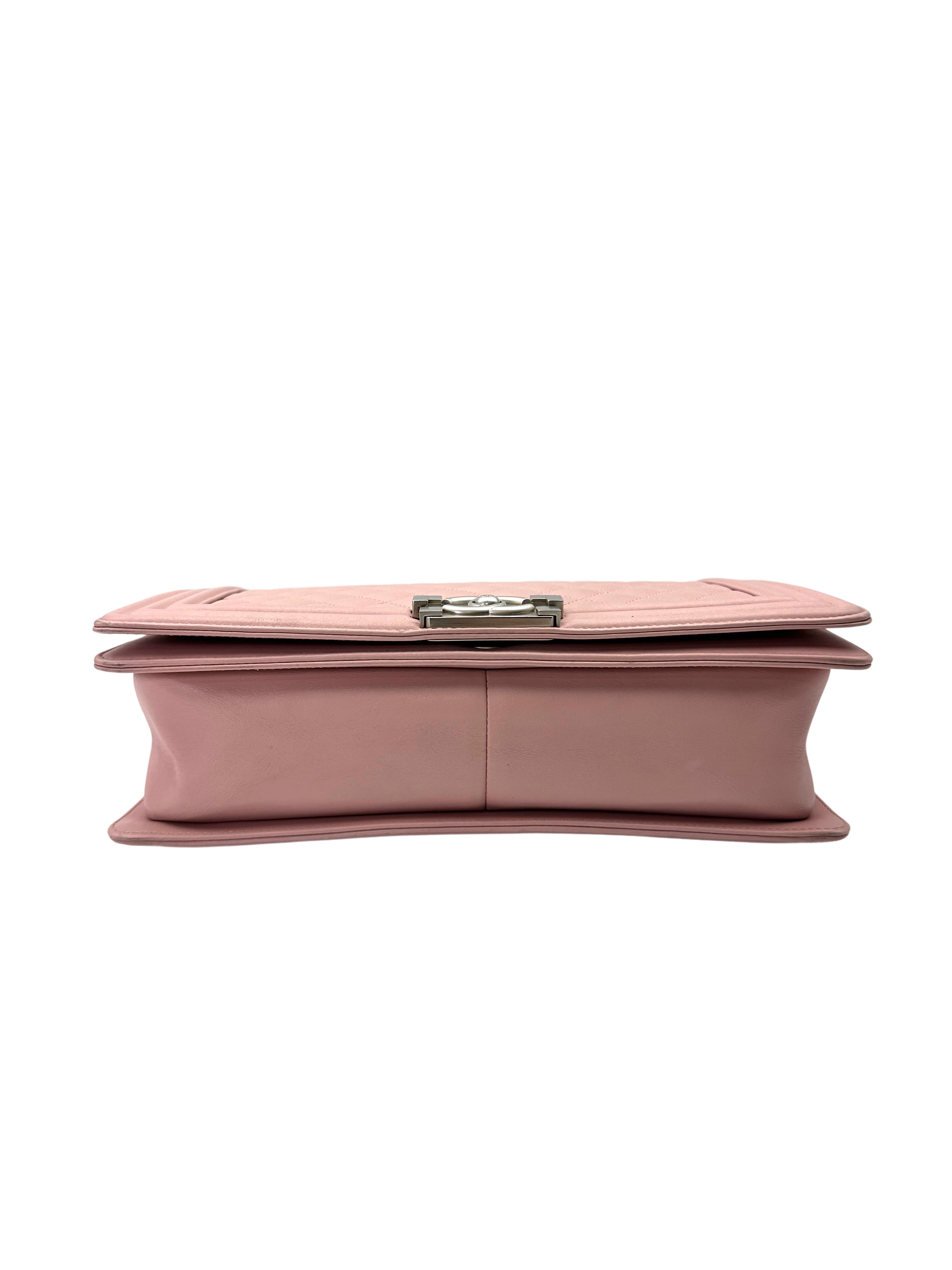 Chanel LeBoy Pink Quilted Leather Flap Bag With Silver Buckle(20***22) CC2053