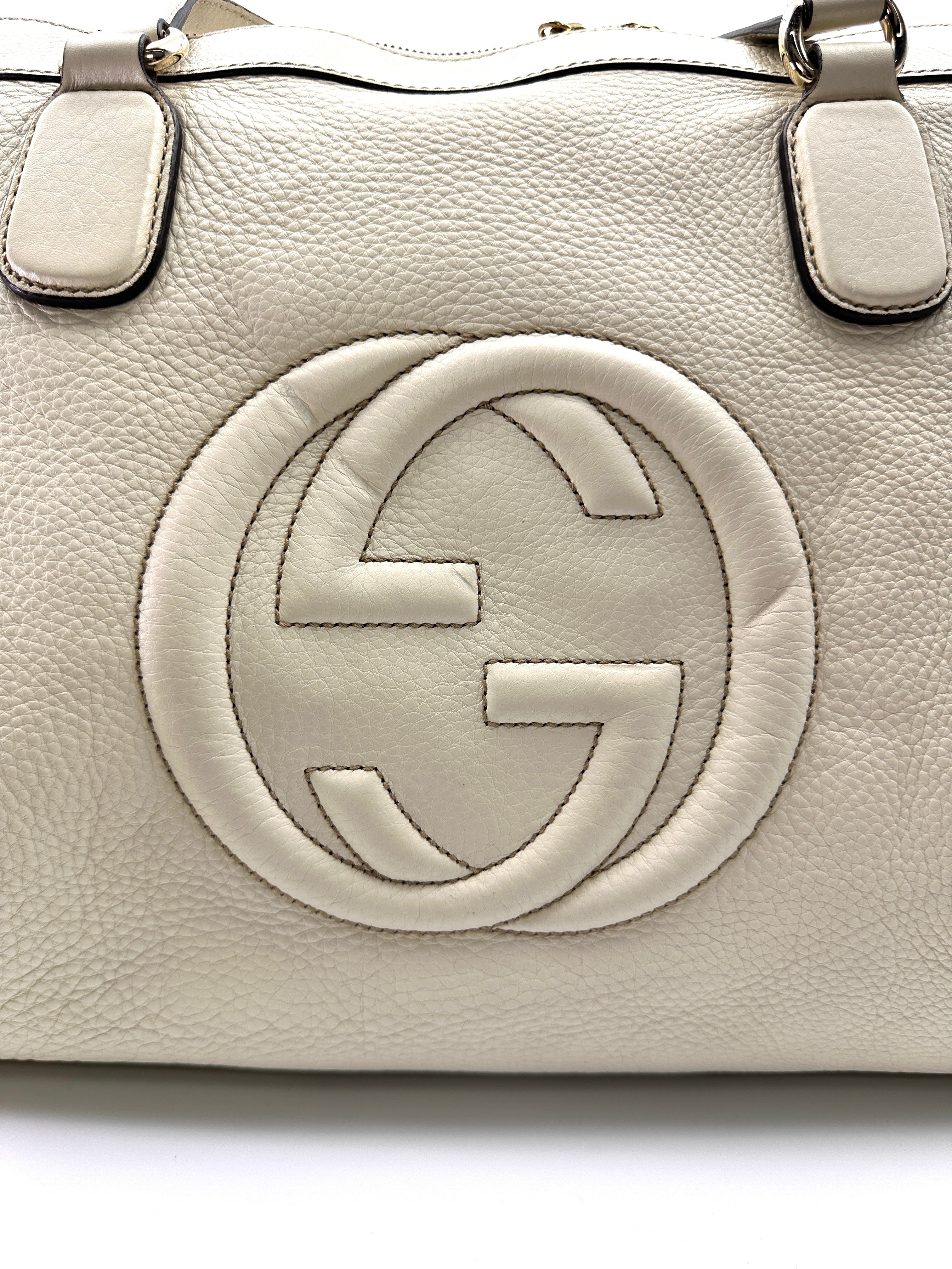 Gucci Soho White Leather Hobo Bag GG1146