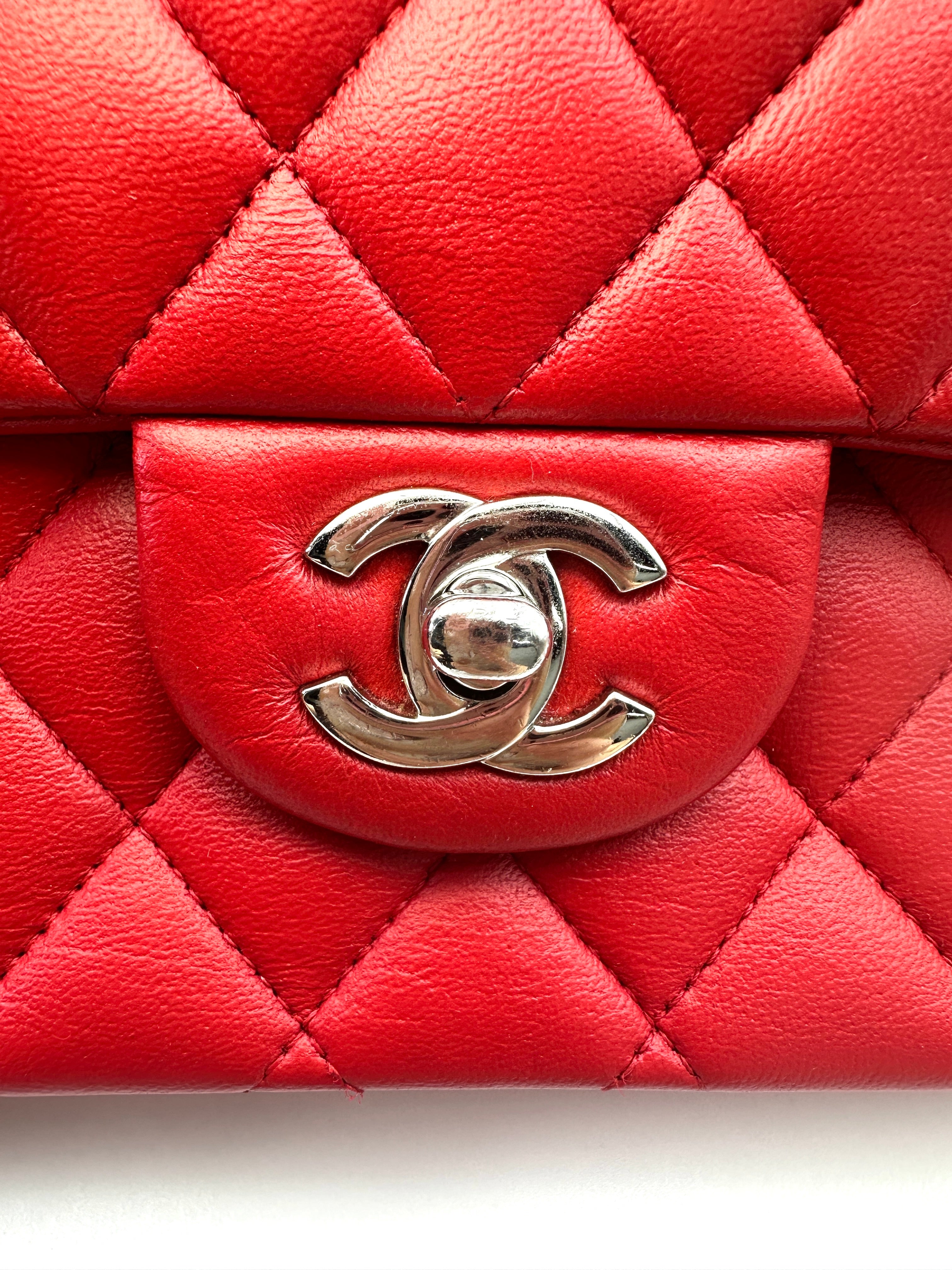 Chanel Classic Flap Red Quilted Leather Flap Bag With Silver Buckle(18***28) CC2055