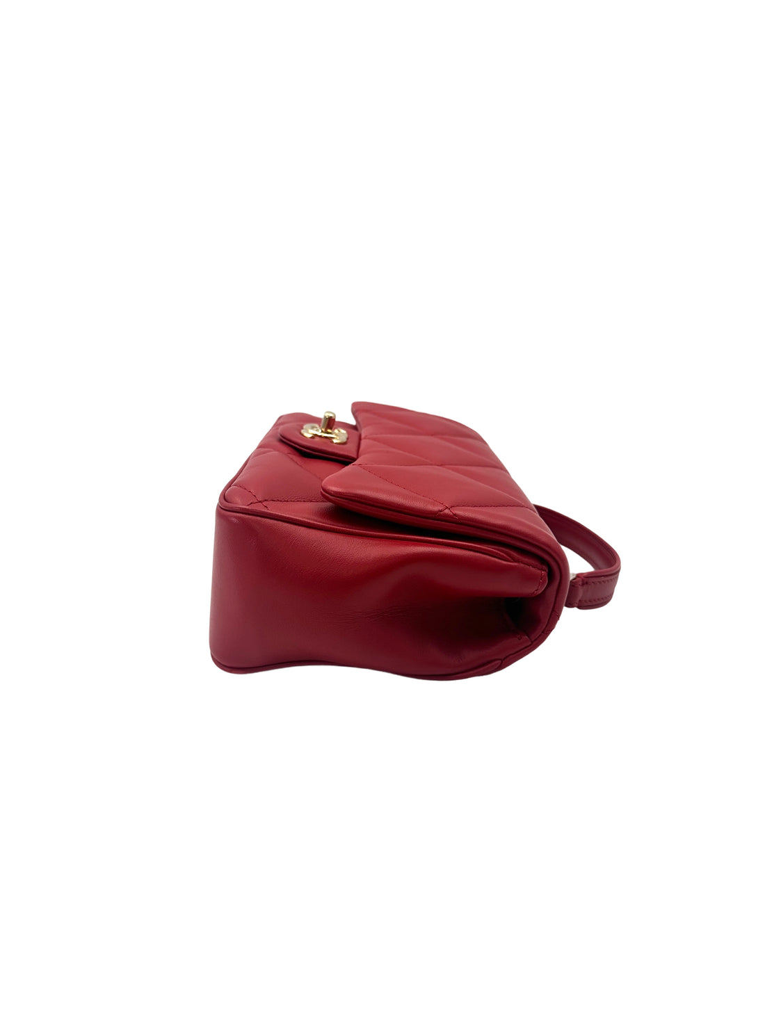 Chanel Classic Flap Red Quilted Lambskin Top Handle Flap Bag With Gold Buckle(28***46) CC2054