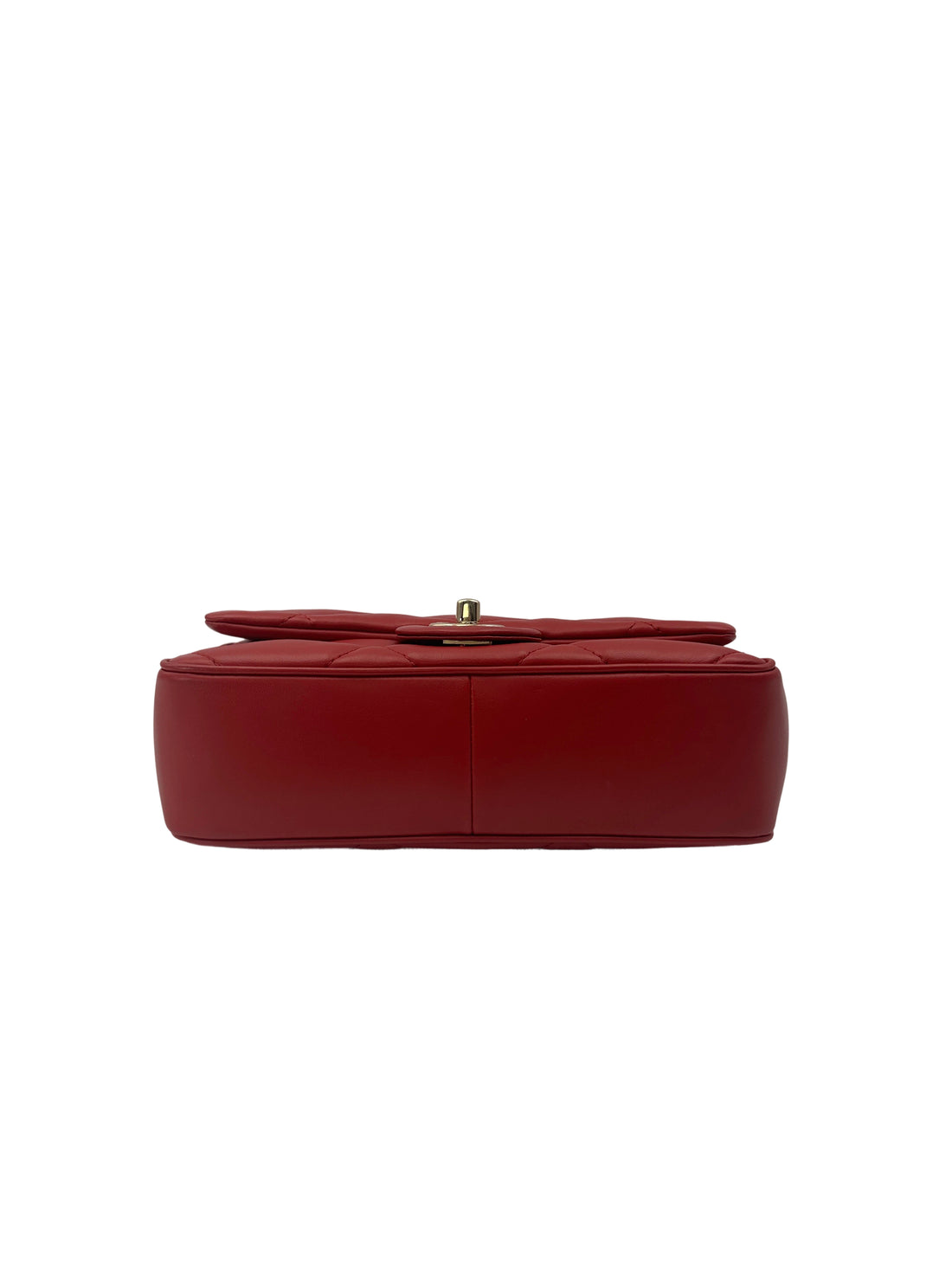 Chanel Classic Flap Red Quilted Lambskin Top Handle Flap Bag With Gold Buckle(28***46) CC2054