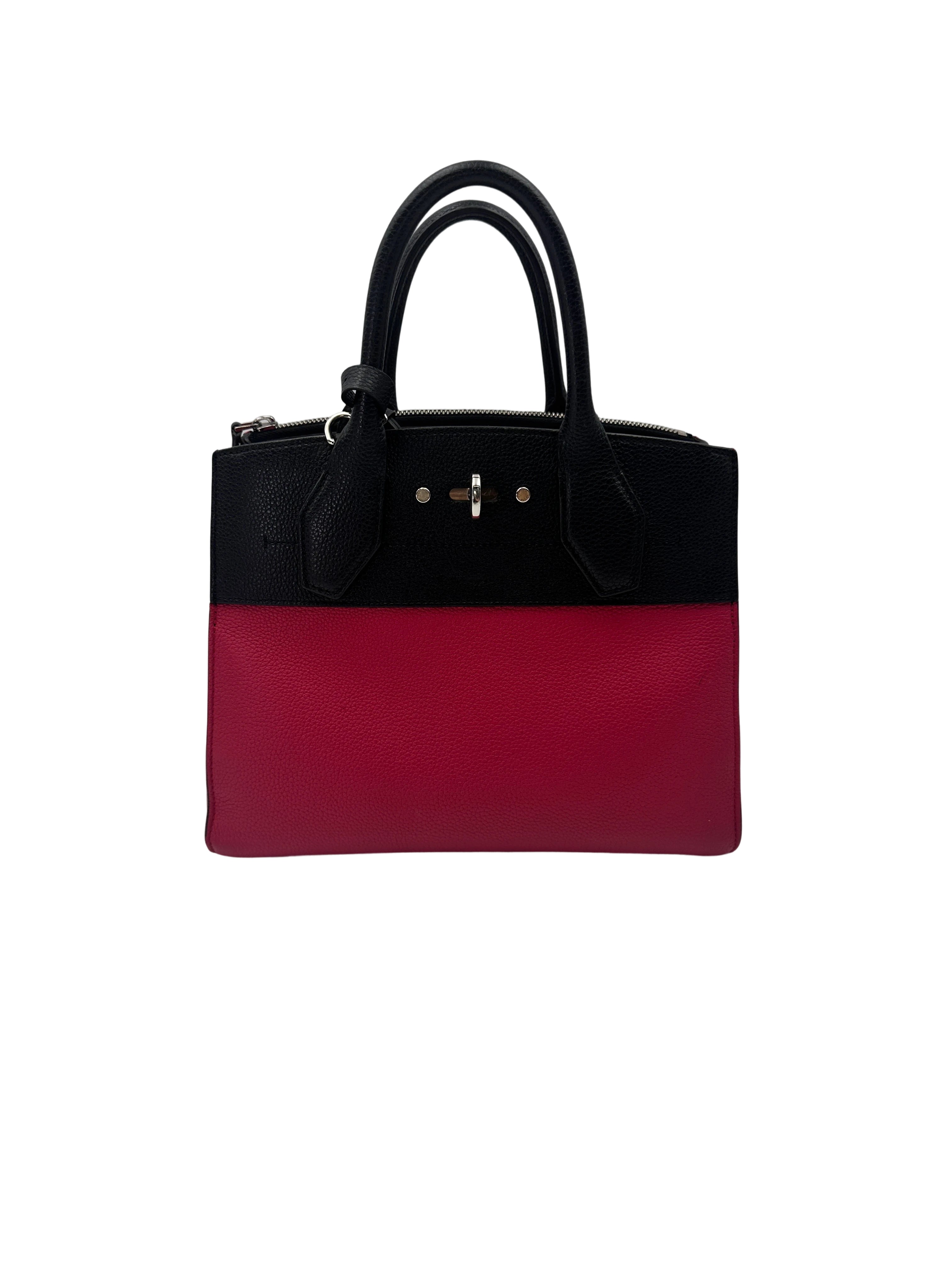 Louis Vuitton City Steamer PM Black/Red Grained Leather Handle Bag LV2887