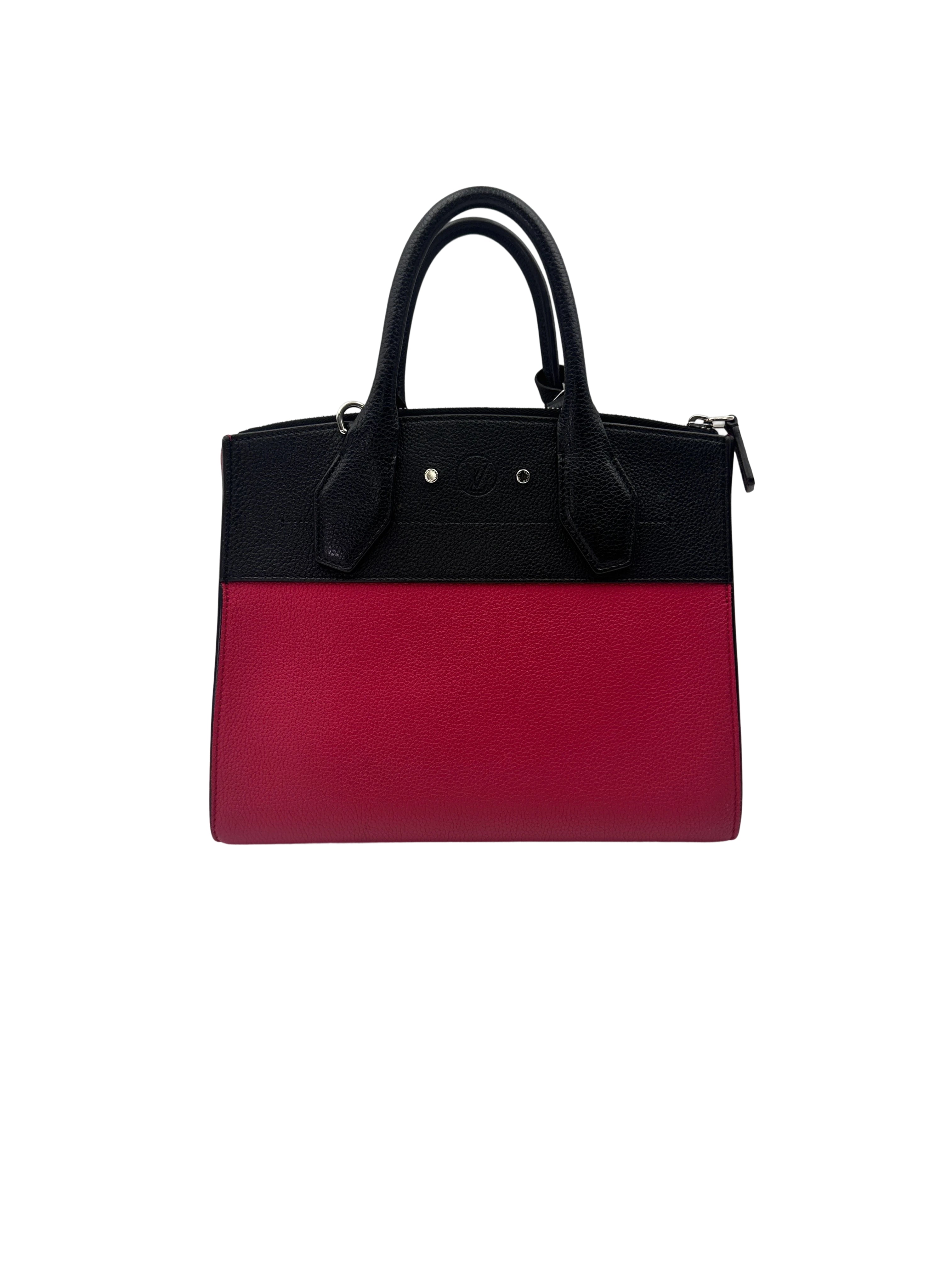 Louis Vuitton City Steamer PM Black/Red Grained Leather Handle Bag LV2887