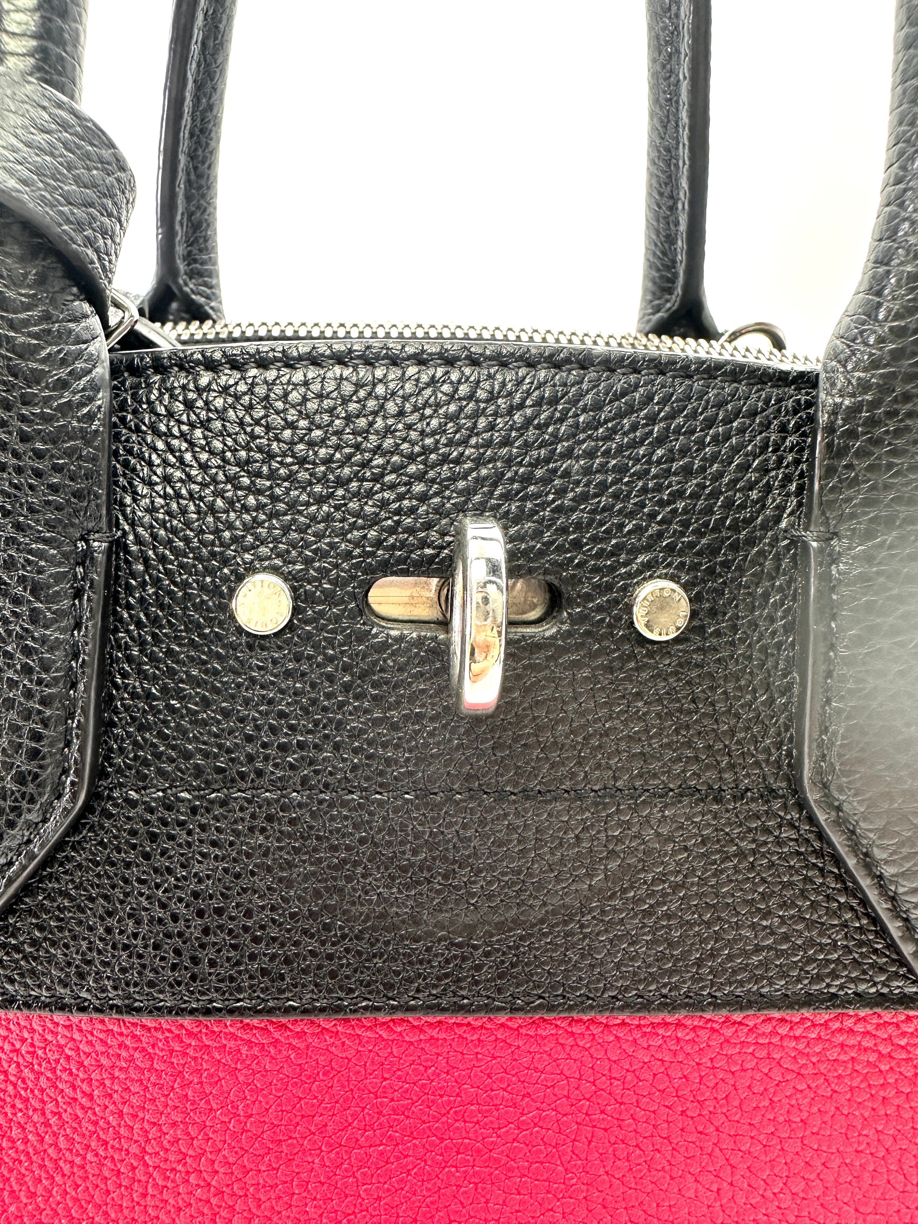 Louis Vuitton City Steamer PM Black/Red Grained Leather Handle Bag LV2887