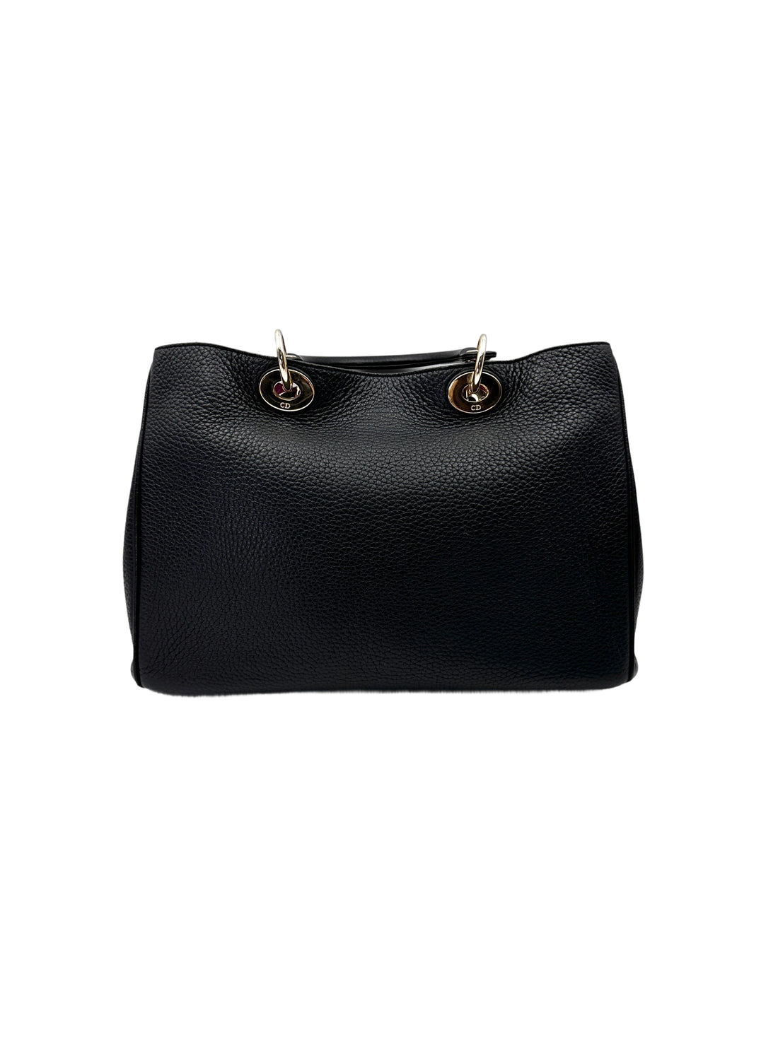 Christian Dior Diorissimo Black Leather Top Handle Bag With Pouch DR759
