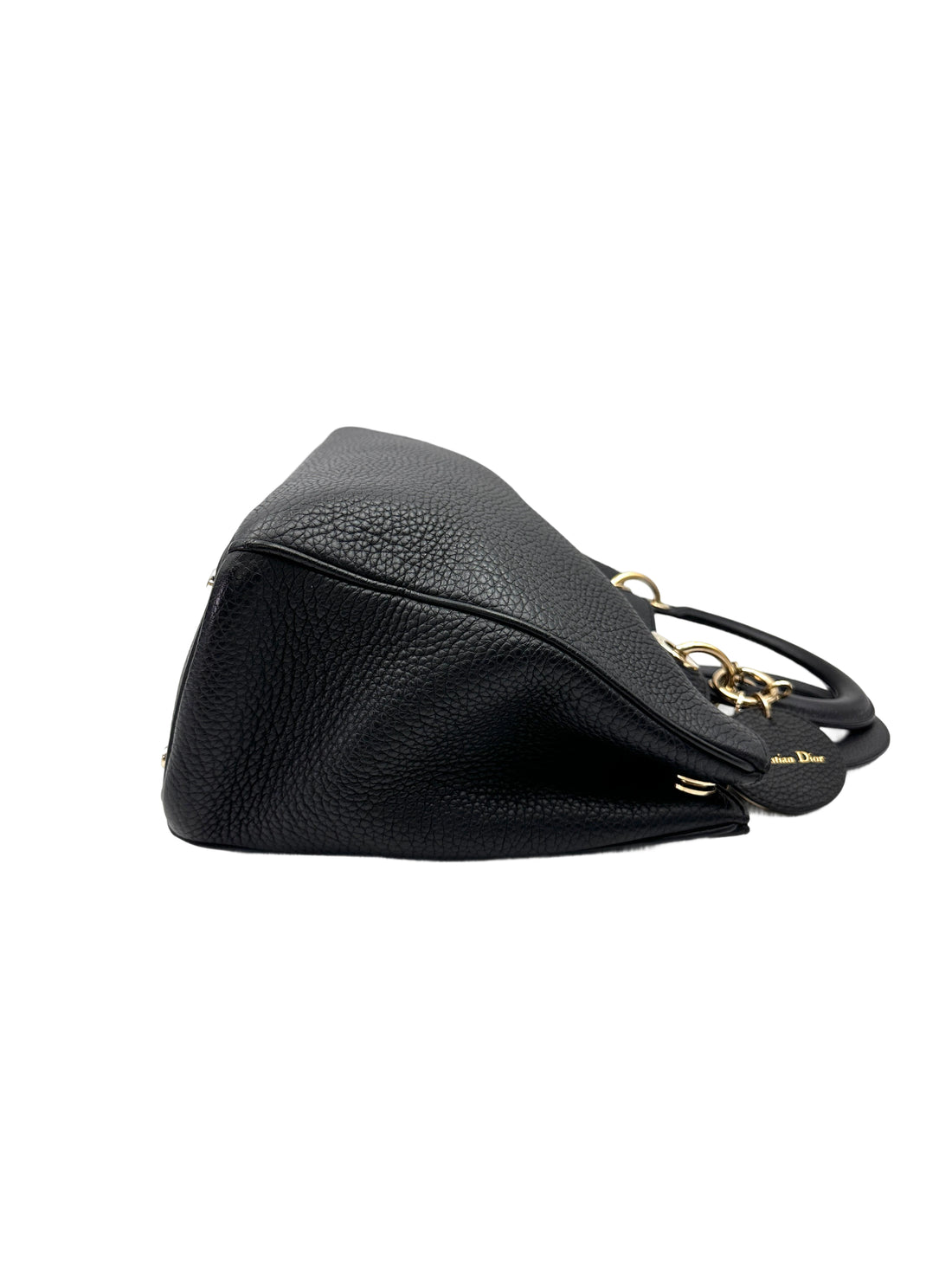 Christian Dior Diorissimo Black Leather Top Handle Bag With Pouch DR759