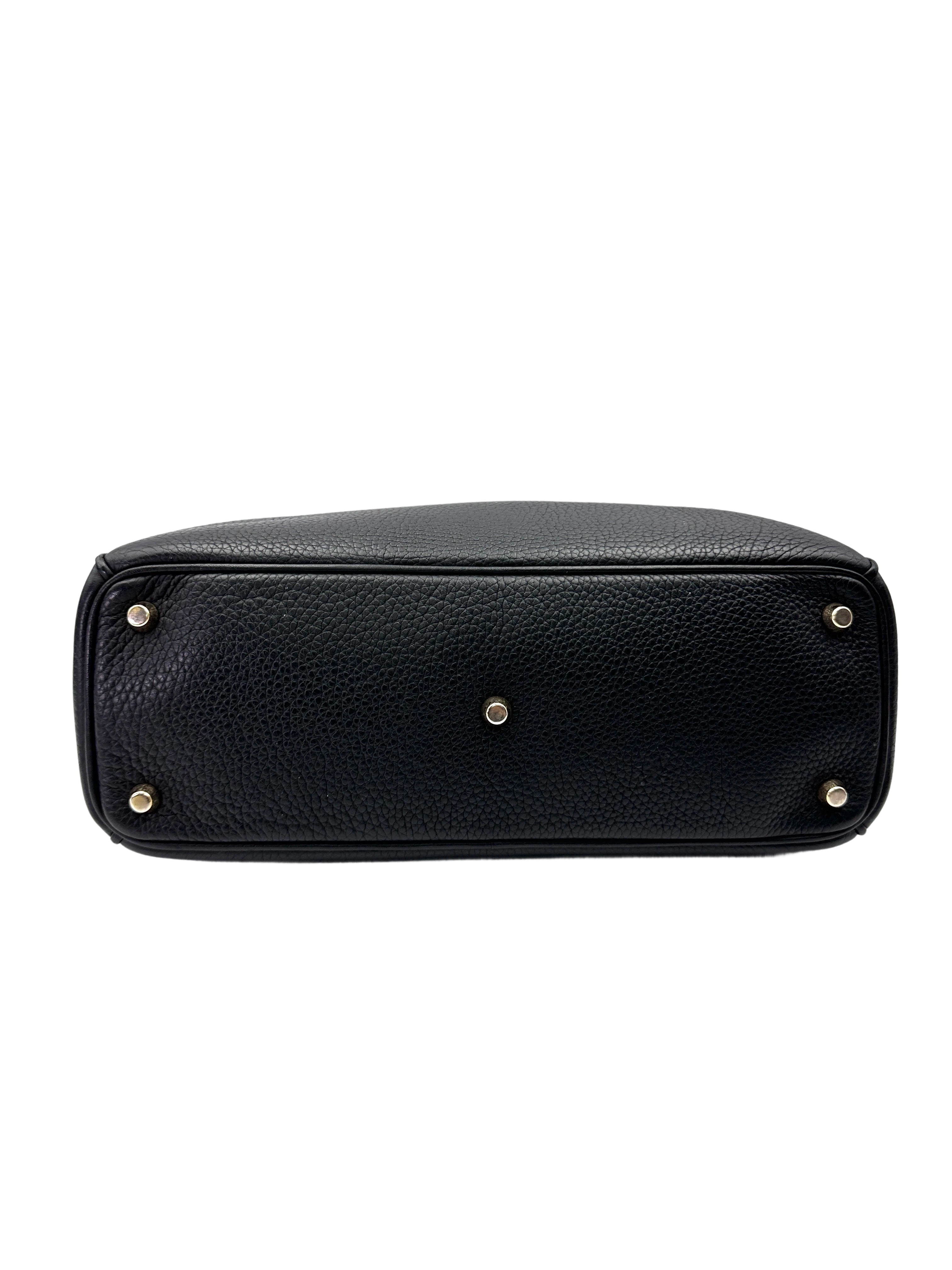 Christian Dior Diorissimo Black Leather Top Handle Bag With Pouch DR759