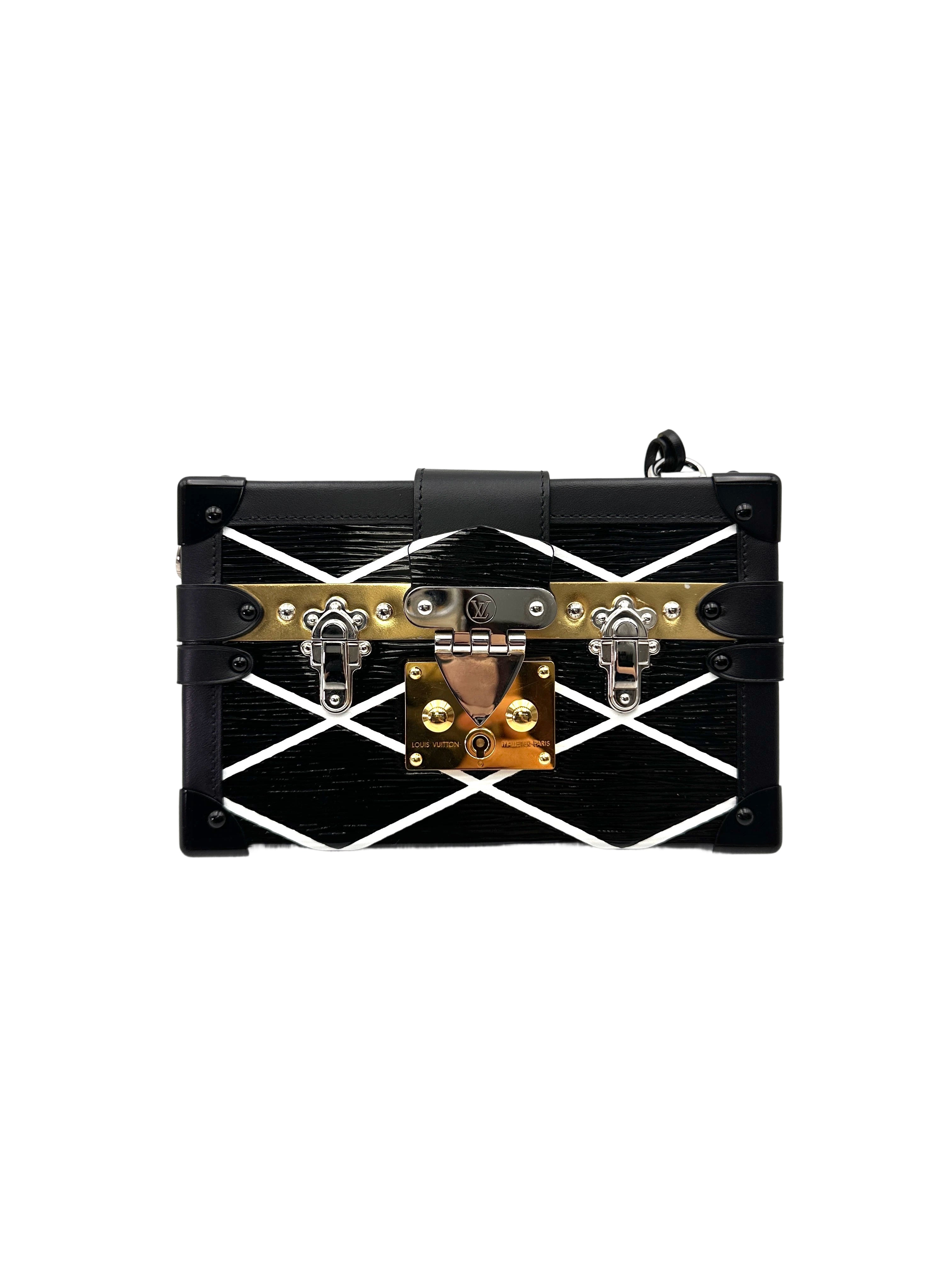 Louis Vuitton Petite Malle Black Epi Leather Cross Pattern Shoulder Bag LV2885