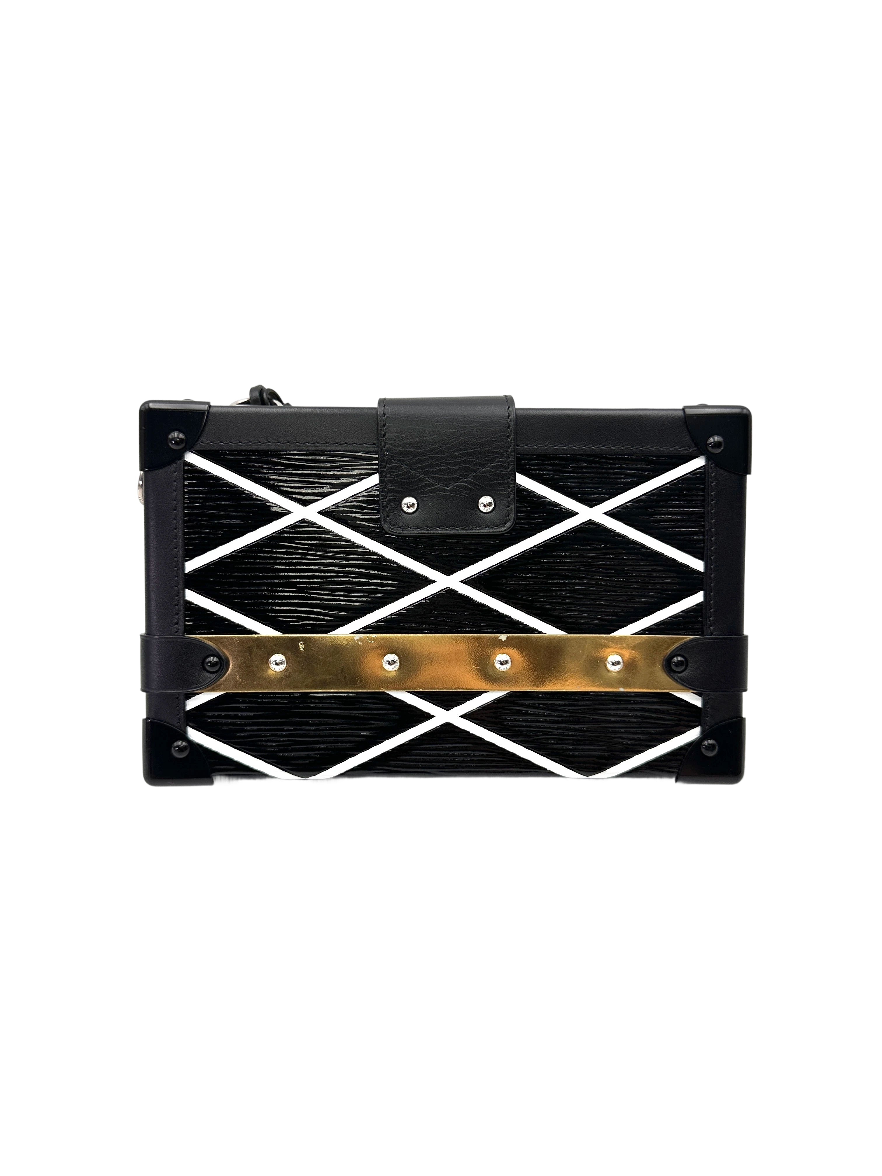 Louis Vuitton Petite Malle Black Epi Leather Cross Pattern Shoulder Bag LV2885