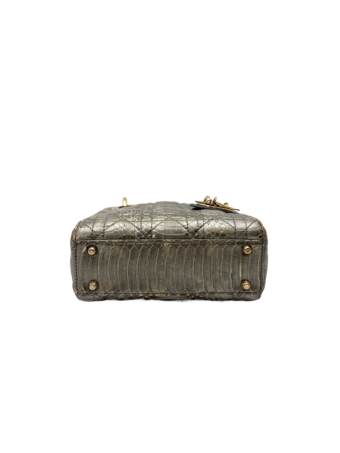 Christian Dior Lady Dior Grey Python Leather Handle Bag DR761