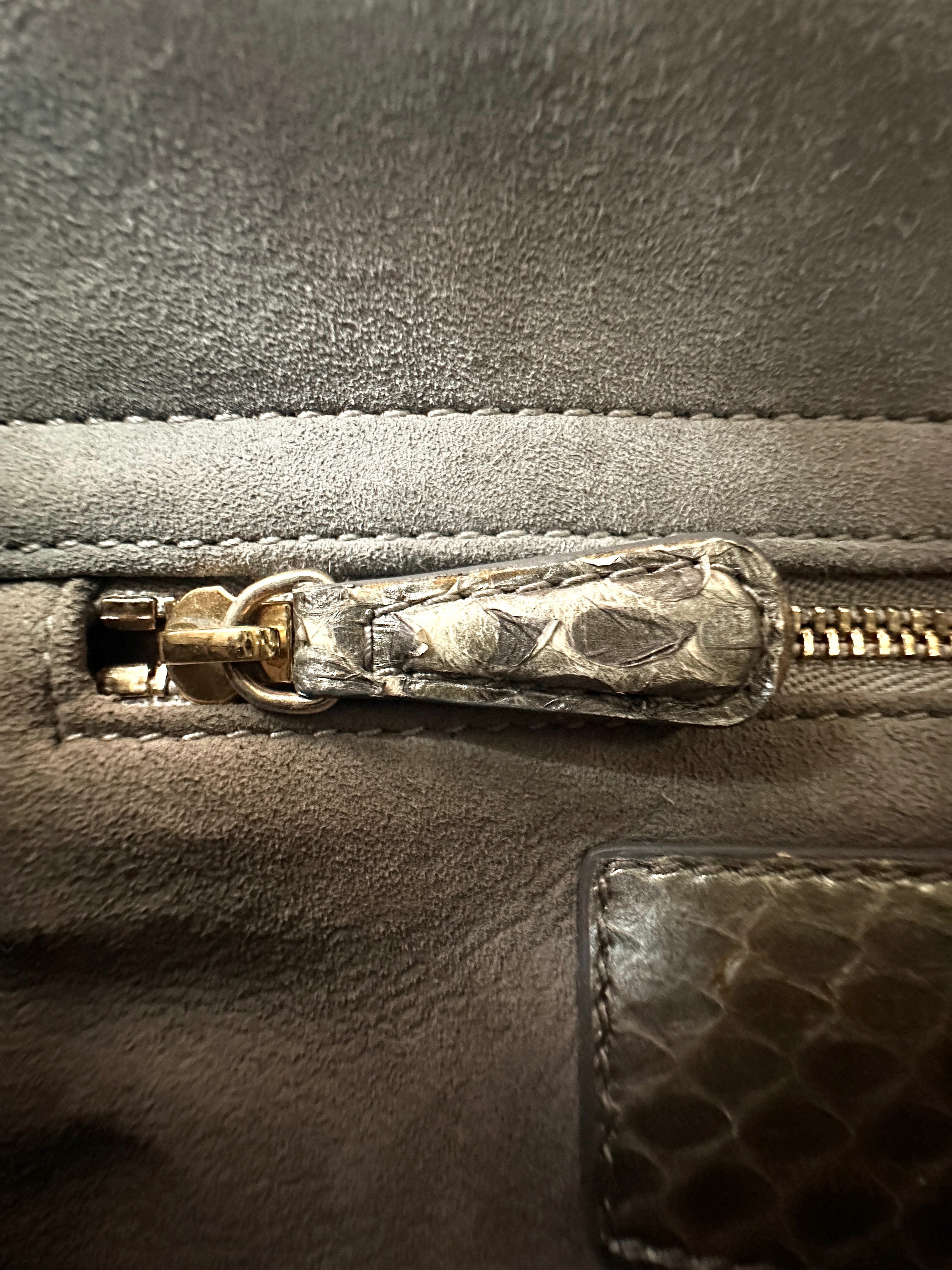 Christian Dior Lady Dior Grey Python Leather Handle Bag DR761