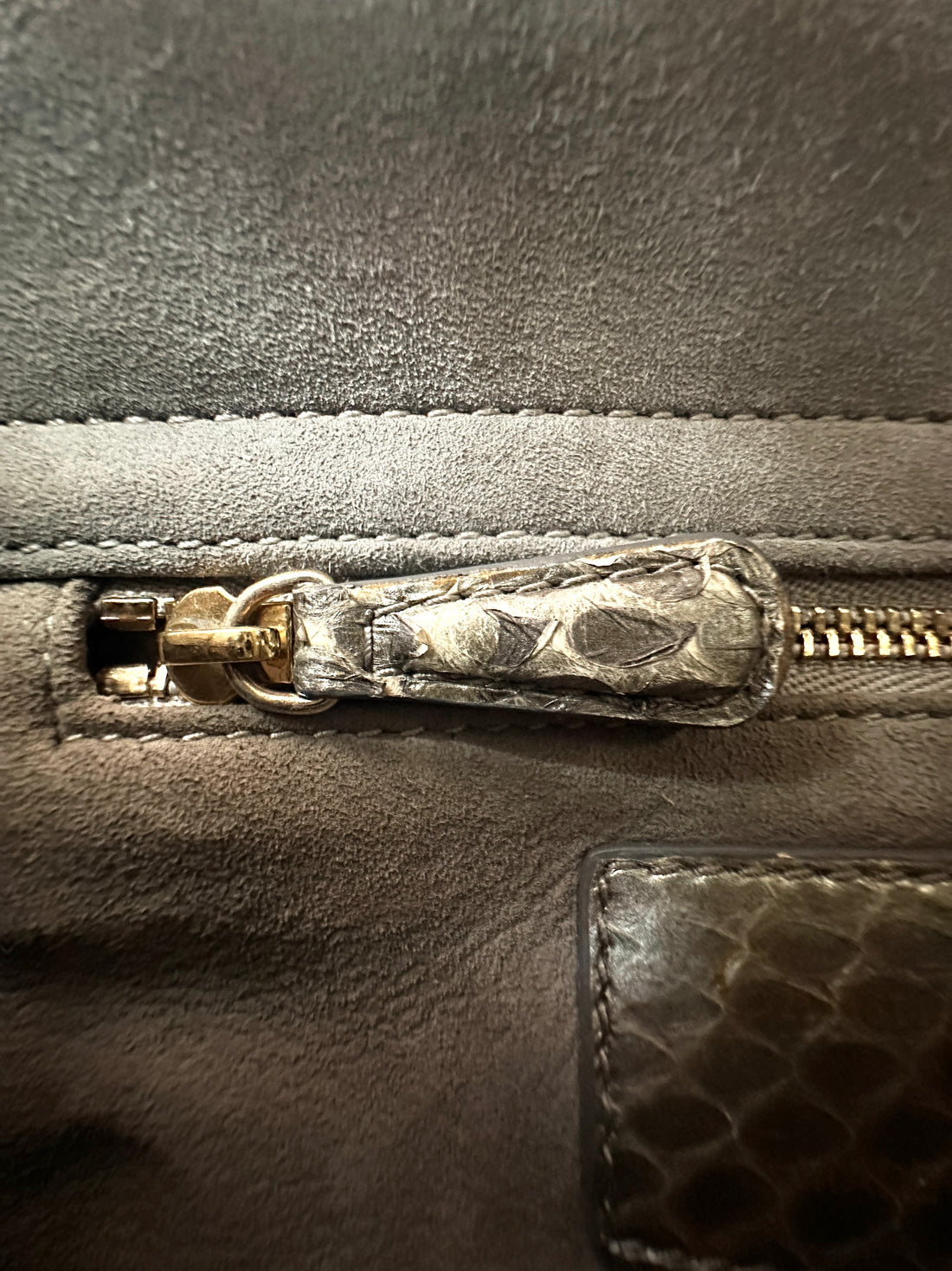 Christian Dior Lady Dior Grey Python Leather Handle Bag DR761