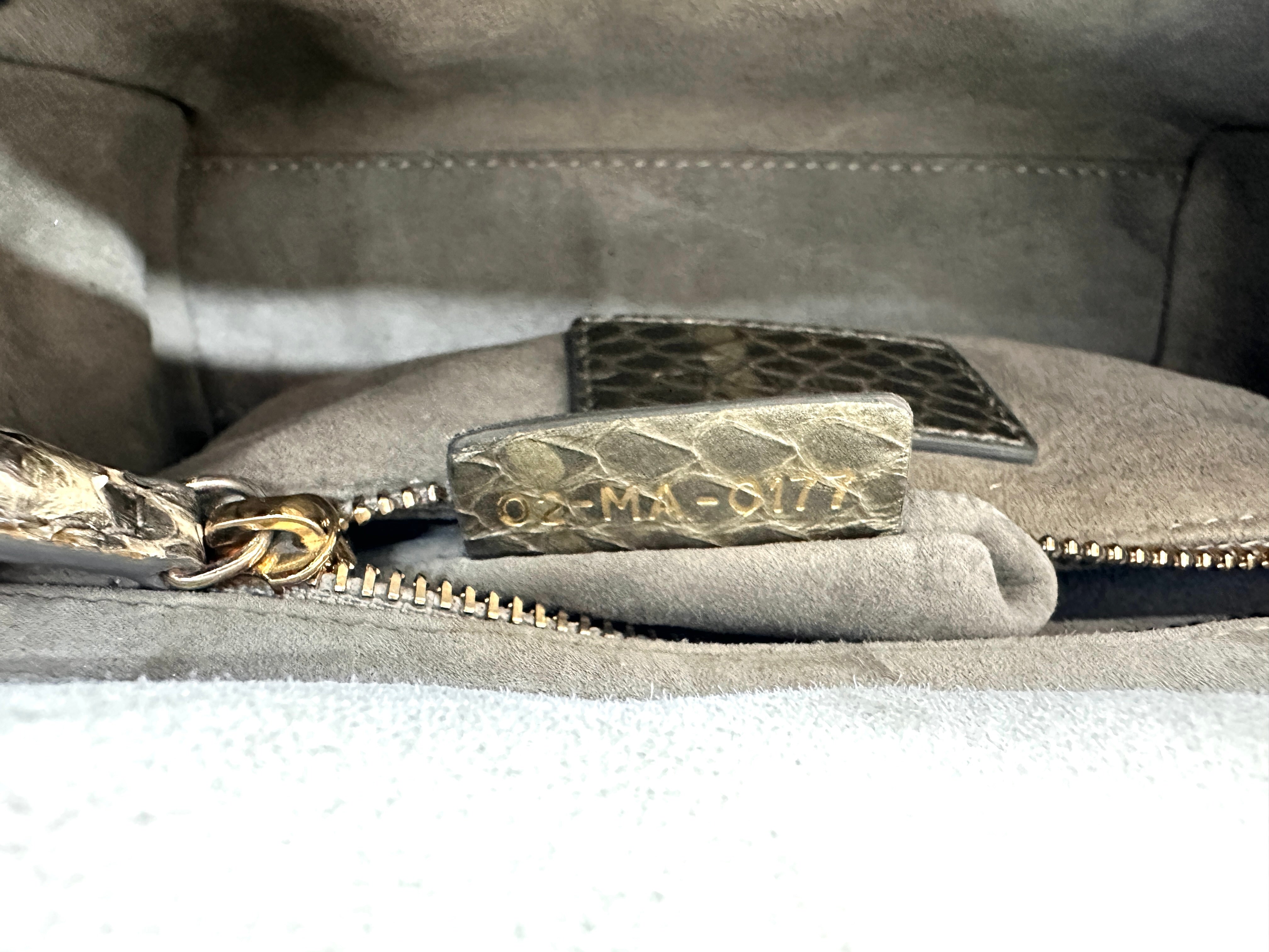 Christian Dior Lady Dior Grey Python Leather Handle Bag DR761