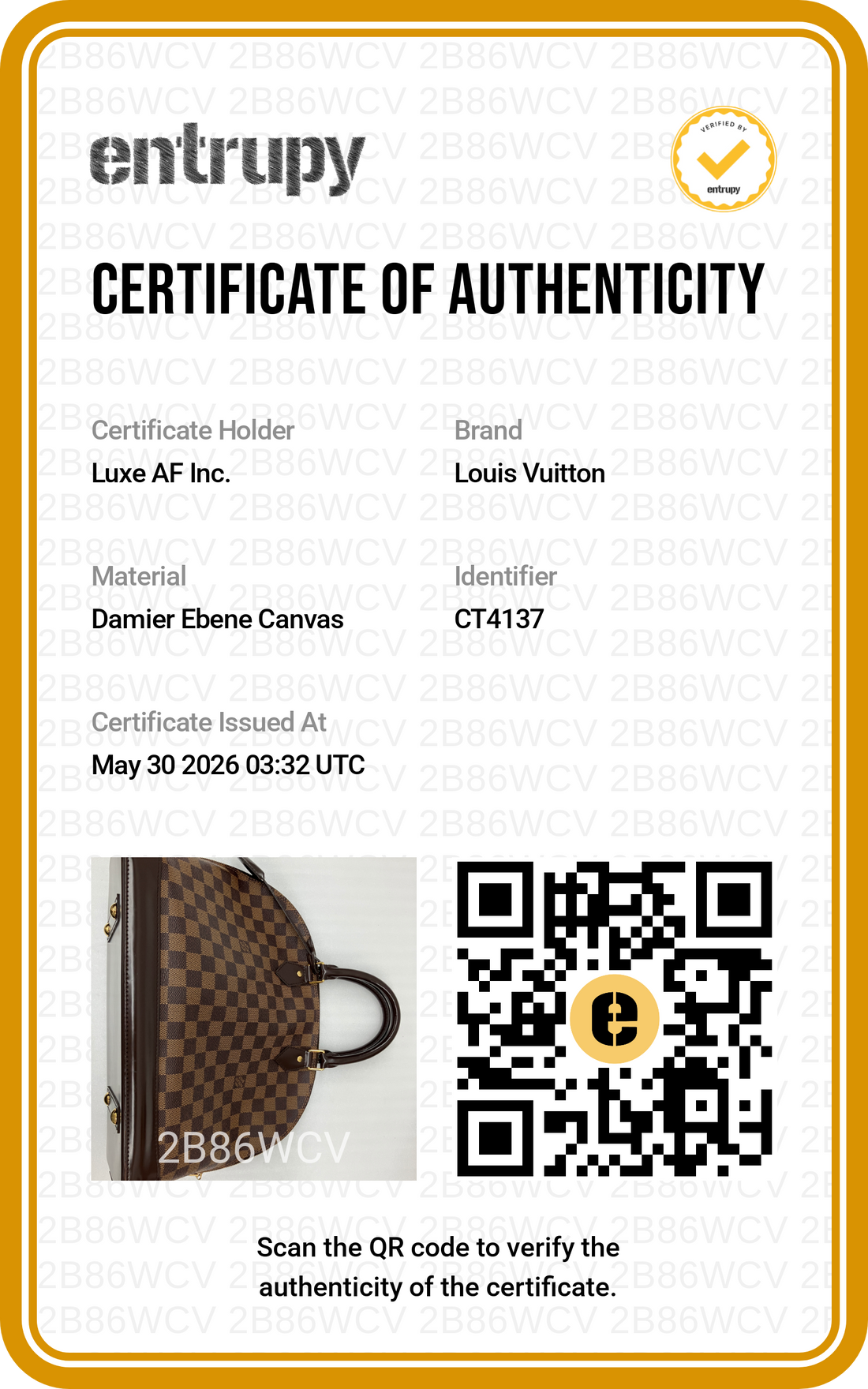 Louis Vuitton Alma Damier Ebene Handle Bag LV2879