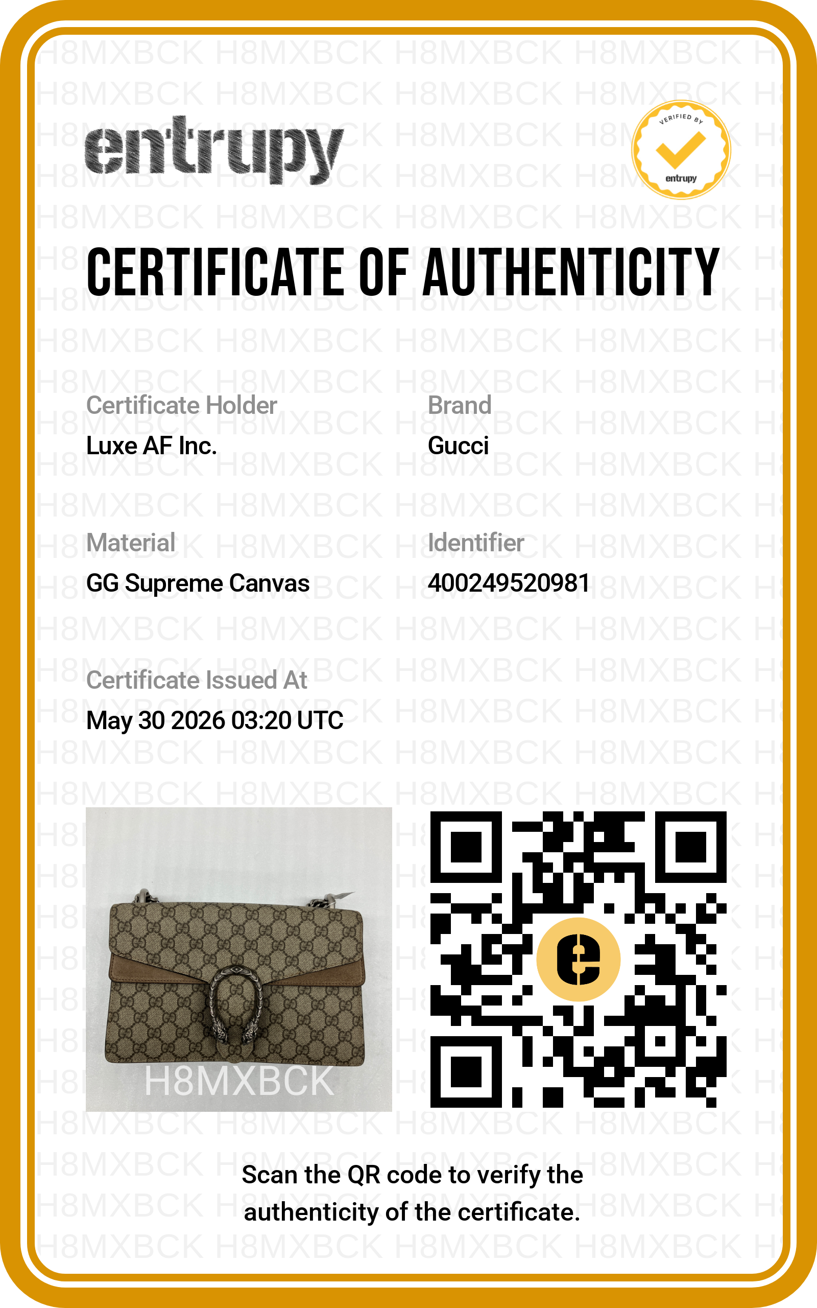 Gucci Dionysus GG Supreme Canvas Medium Size Shoulder Bag GG1140