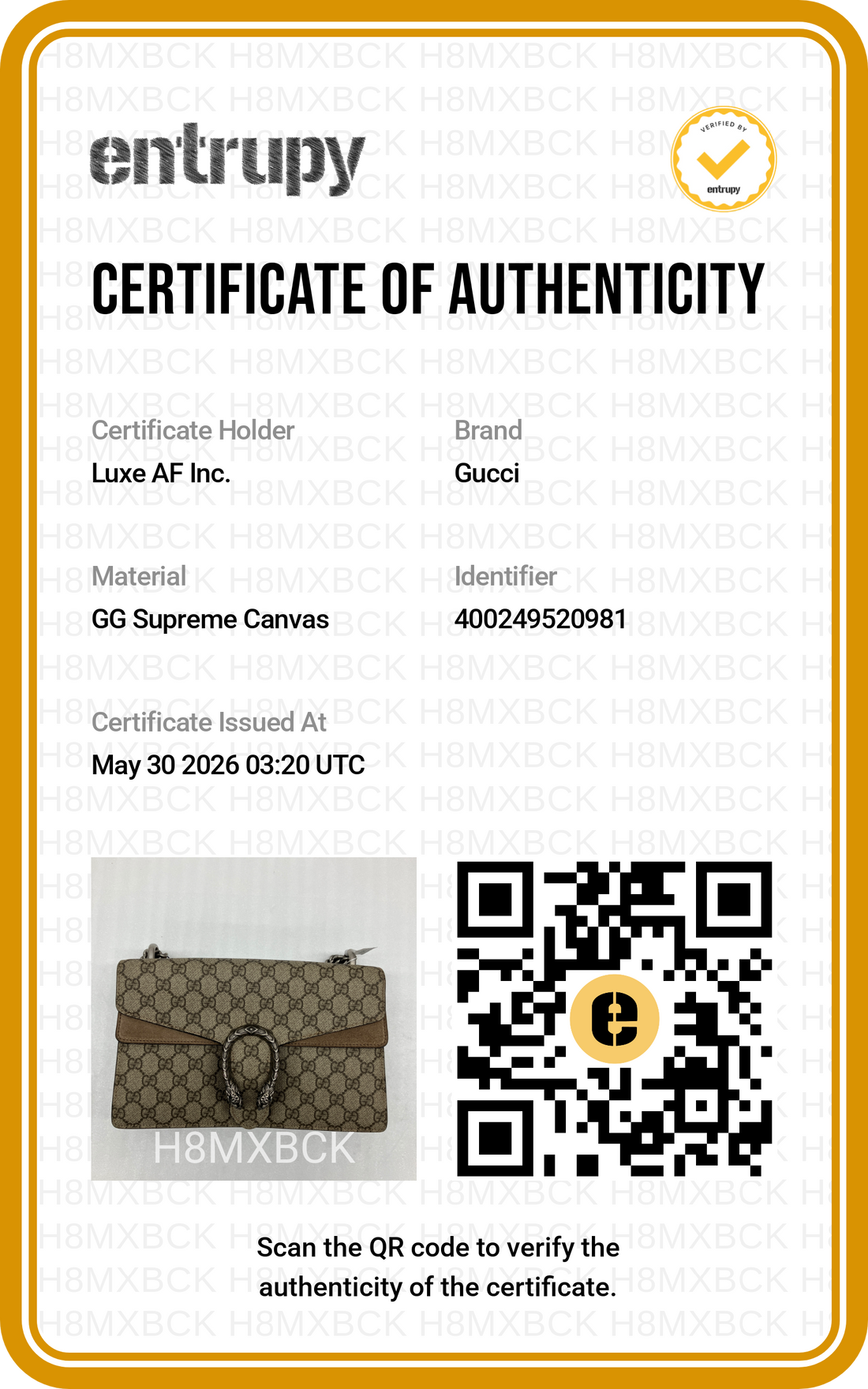 Gucci Dionysus GG Supreme Canvas Medium Size Shoulder Bag GG1140