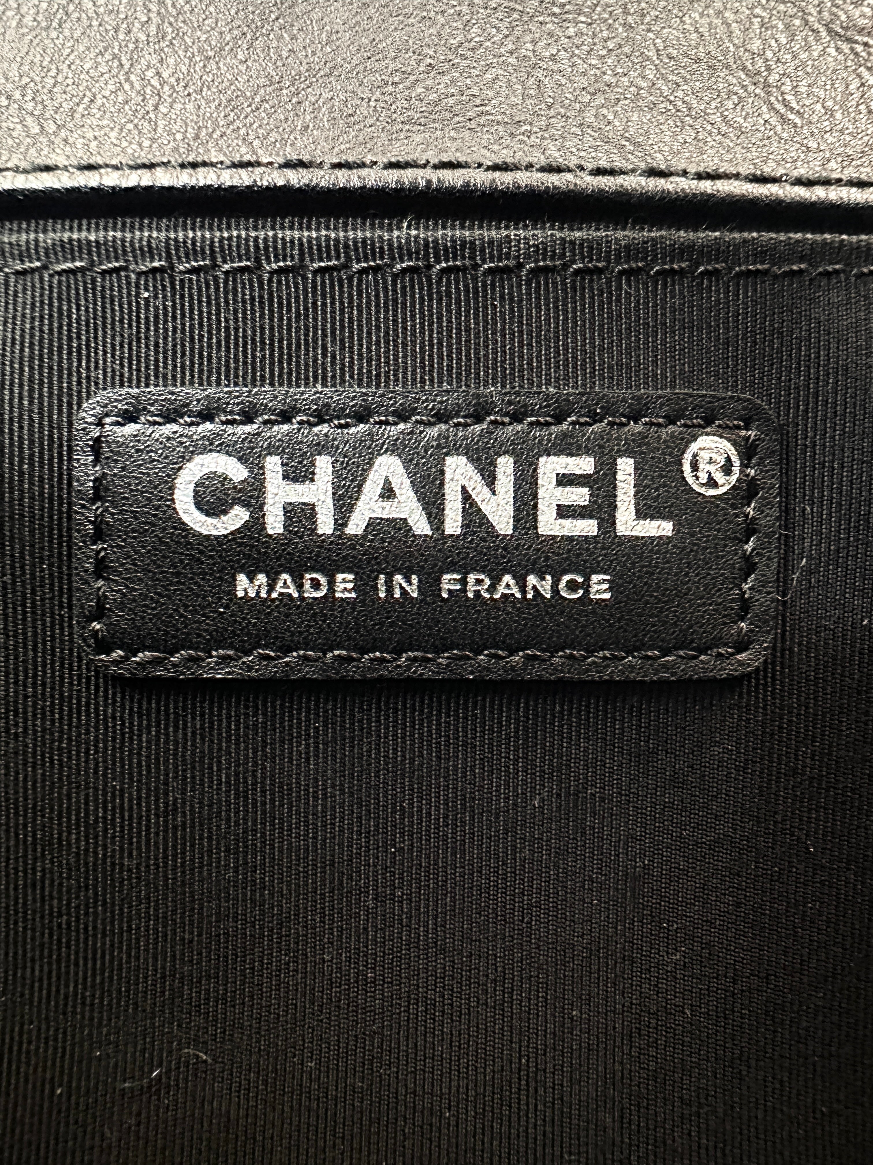 Chanel LeBoy Black Quilted Leather Medium Size Top Handle Flap Bag With Silver Buckle(23***30) CC2060