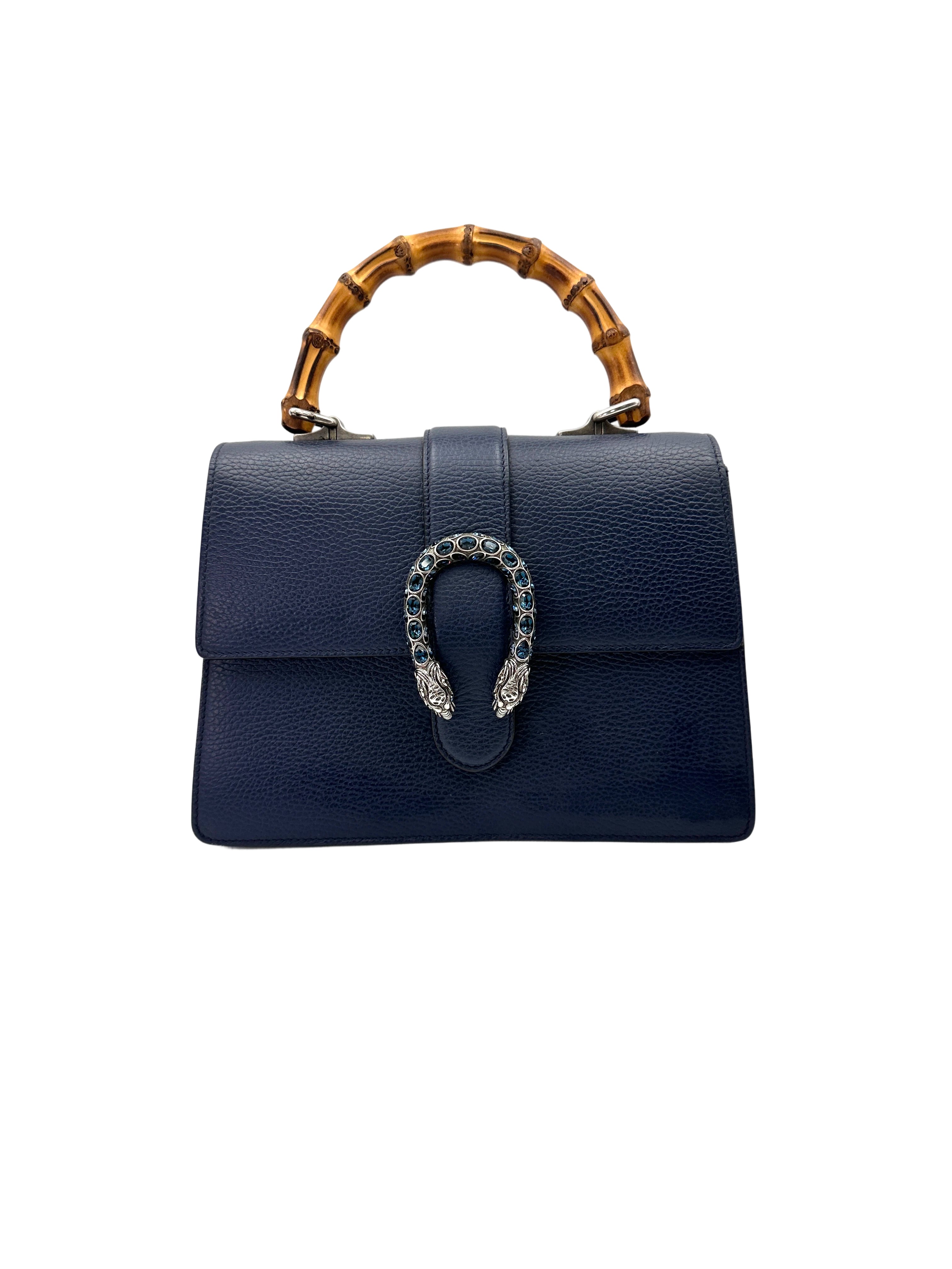 Gucci Dionysus Black Leather Bamboo Top Handle Bag GG1149