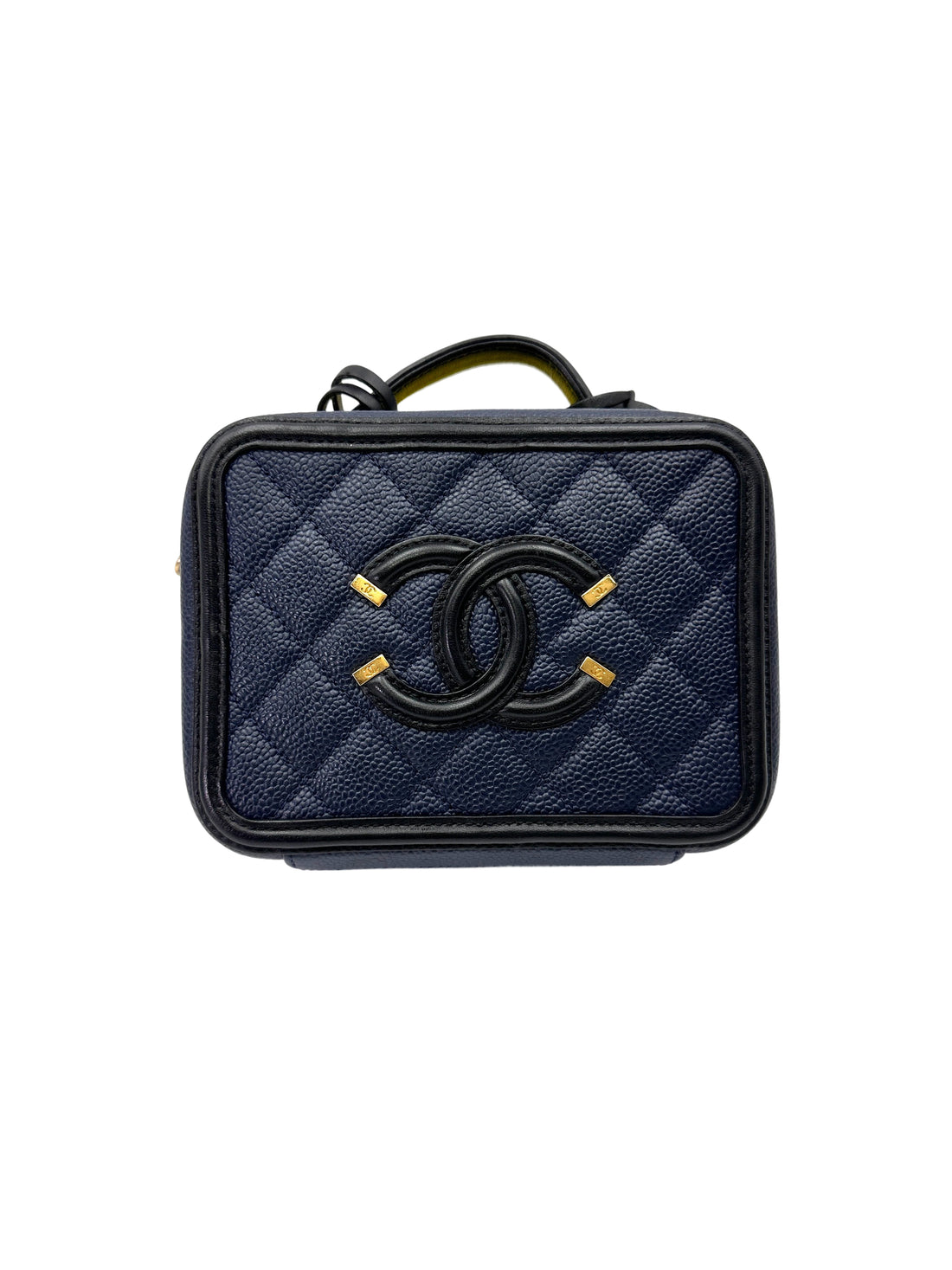 Chanel CC Filigree Navy Quilted Leather Top Handle Vanity Case(23***30) CC2059