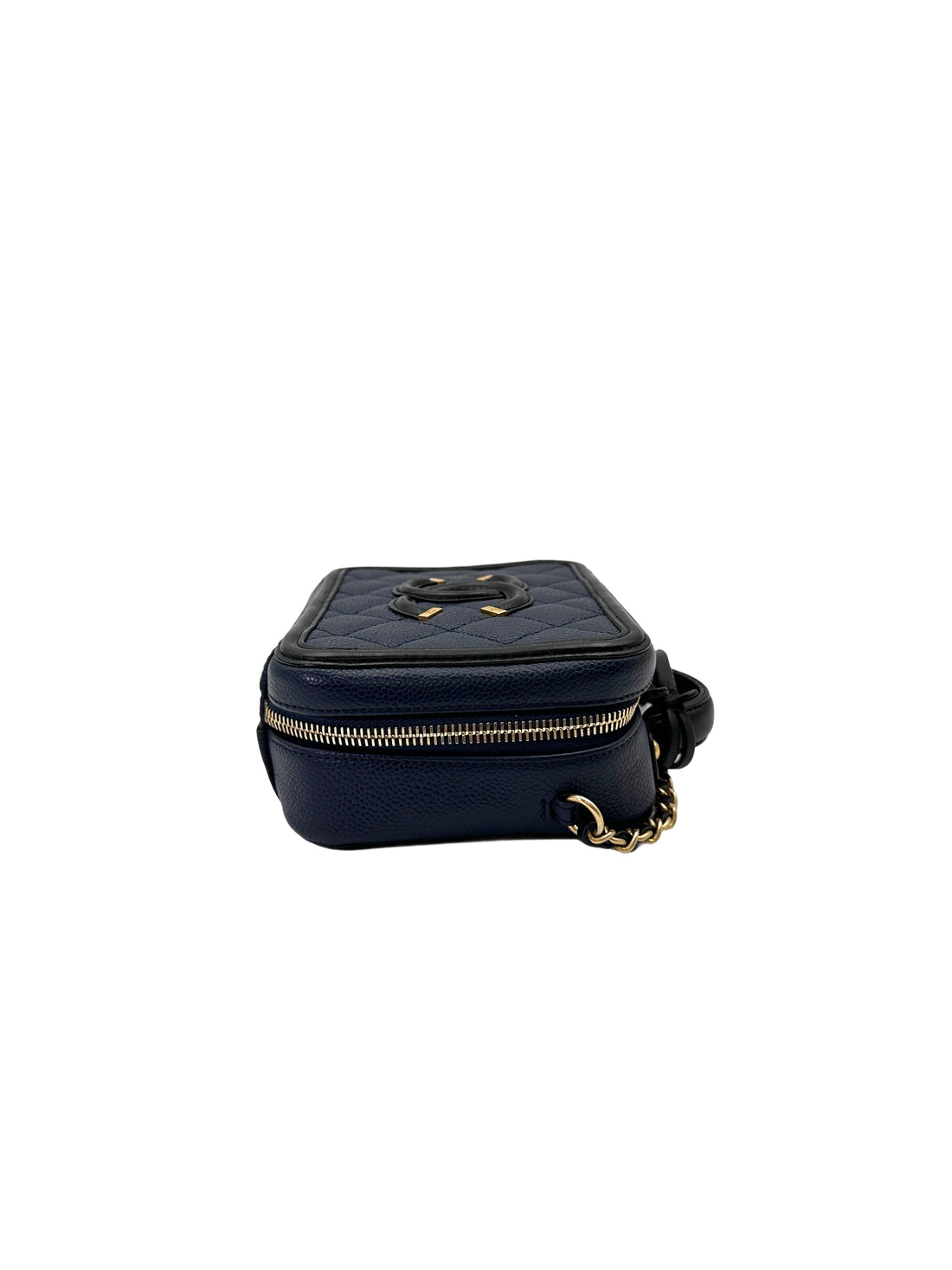 Chanel CC Filigree Navy Quilted Leather Top Handle Vanity Case(23***30) CC2059