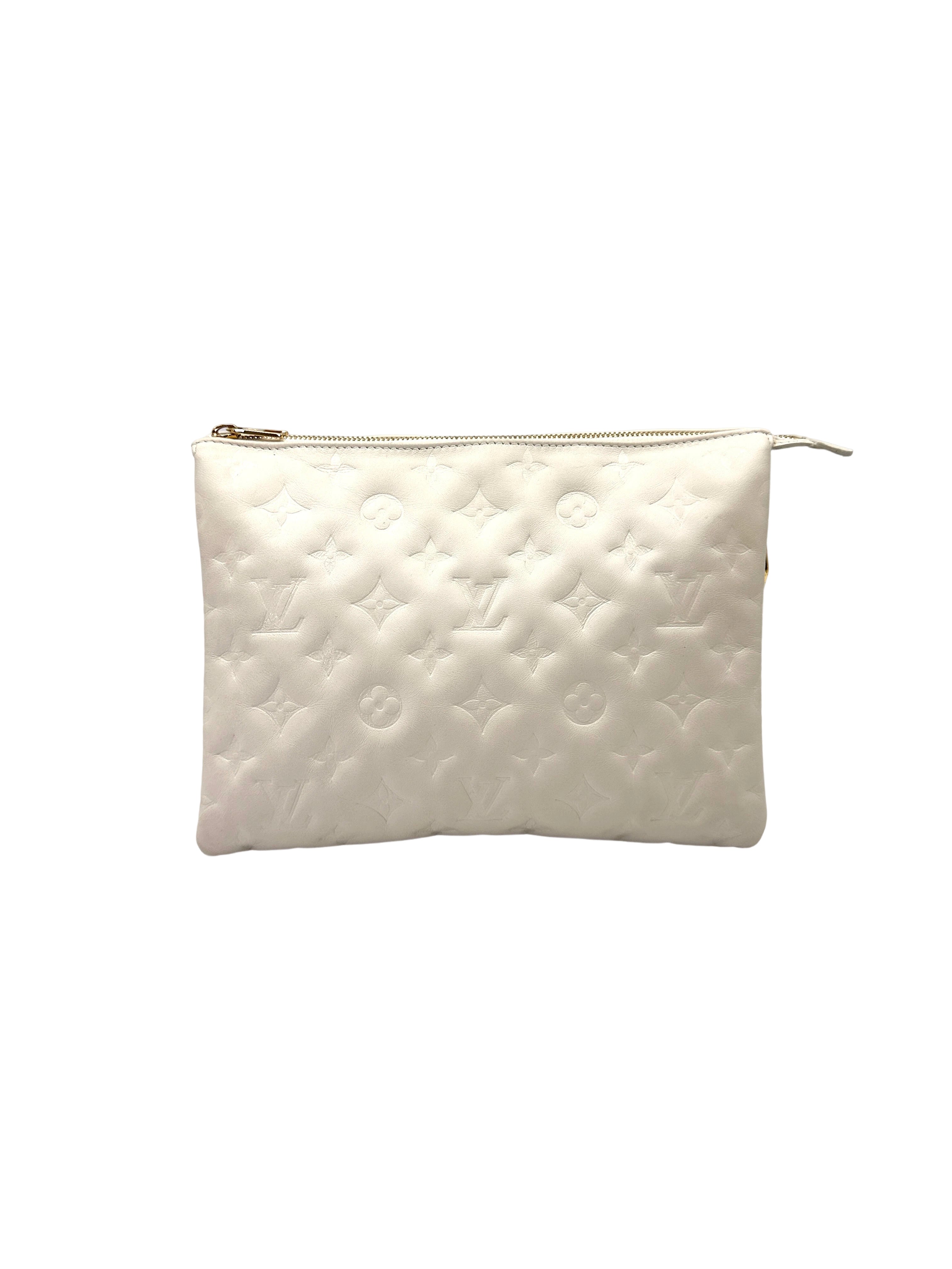 Louis Vuitton Pochette Coussin White Monogram Embossed Leather Shoulder Bag LV2889