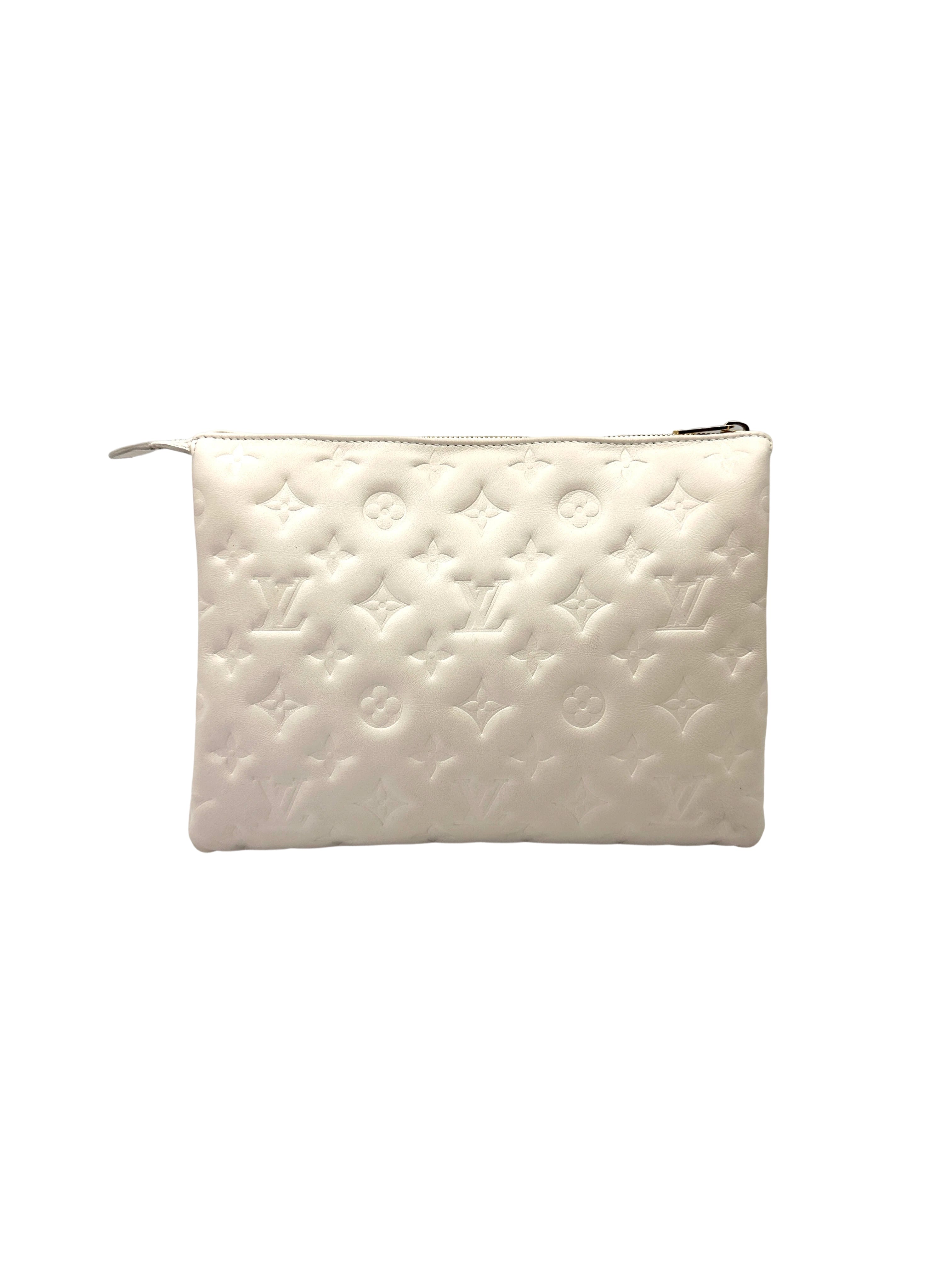 Louis Vuitton Pochette Coussin White Monogram Embossed Leather Shoulder Bag LV2889