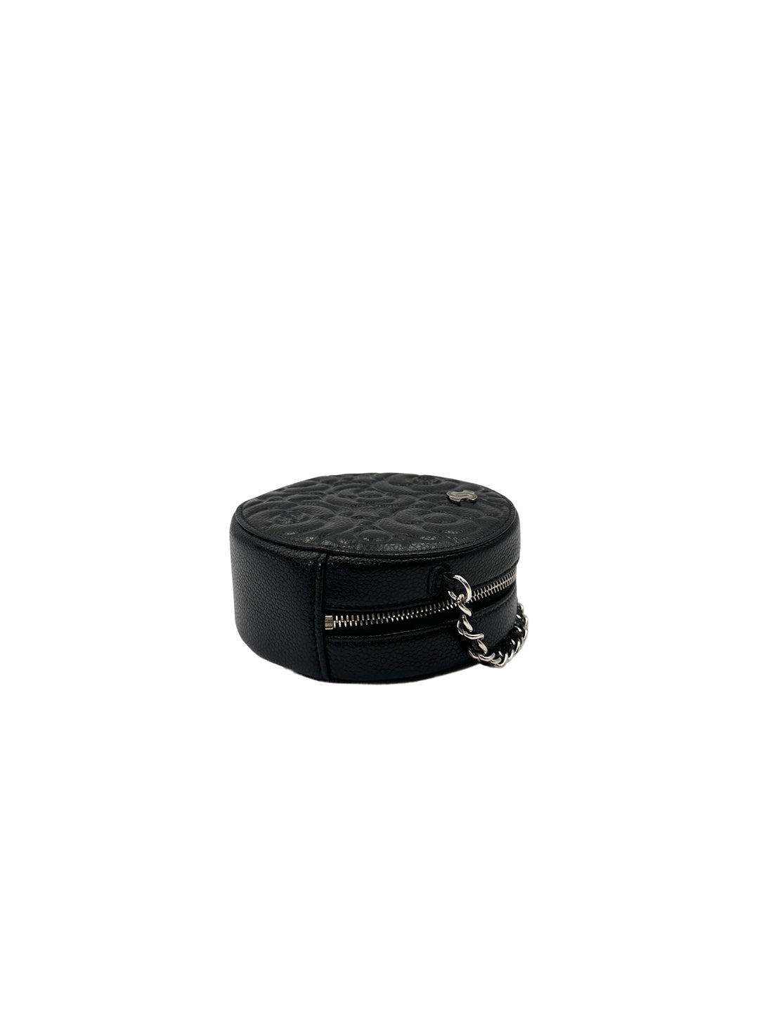 Chanel Camellia Black Leather Round Clutch(30***16) CC2058