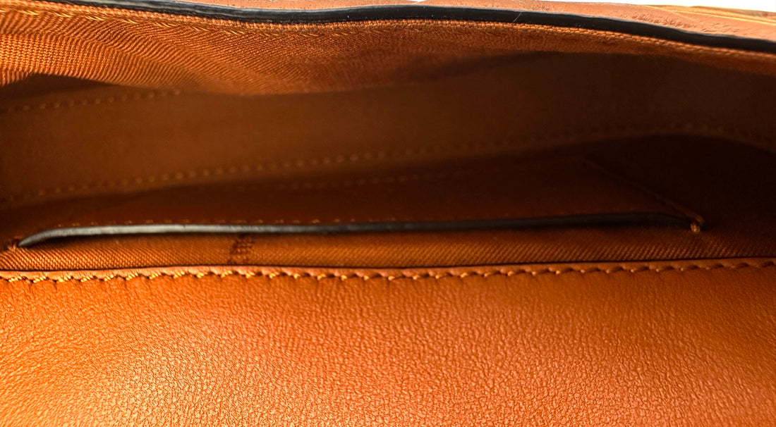 Fendi Baguette Brown Embossed FF Nappa Leather Shoulder Bag FF113