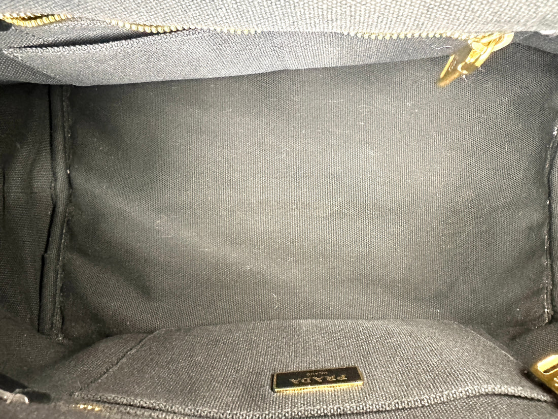 Prada Canapa Navy Canvas Tote Handle Bag PR408