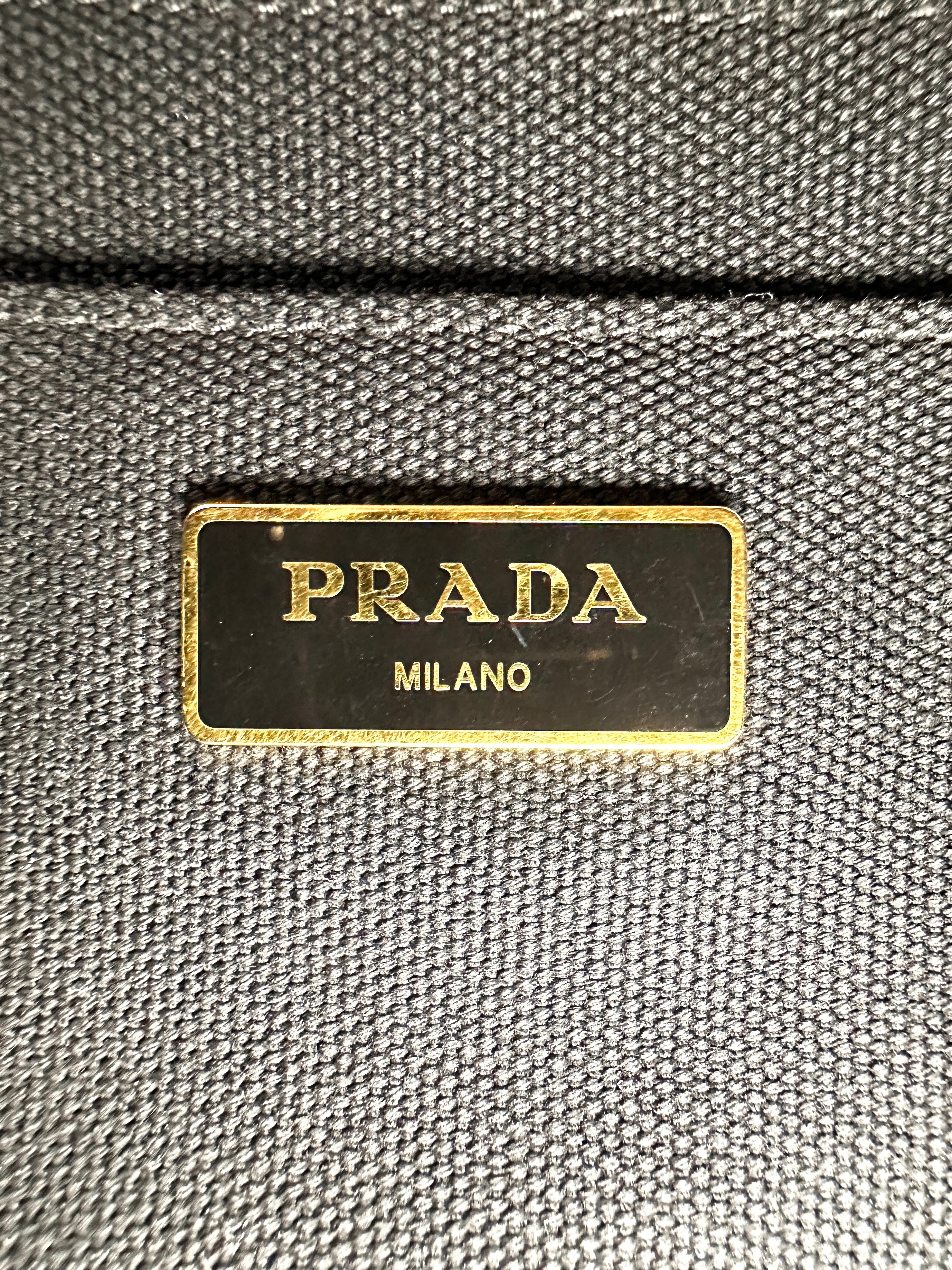Prada Canapa Navy Canvas Tote Handle Bag PR408