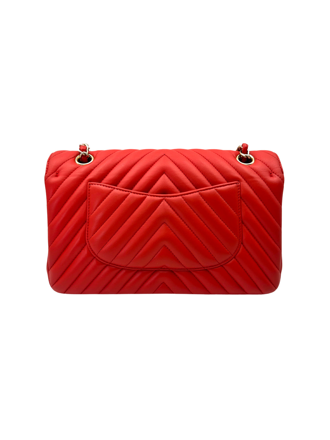 Chanel Classic Flap Red Chevron Quilted Lambskin Flap Bag With Gold Buckle(23***82) CC2062