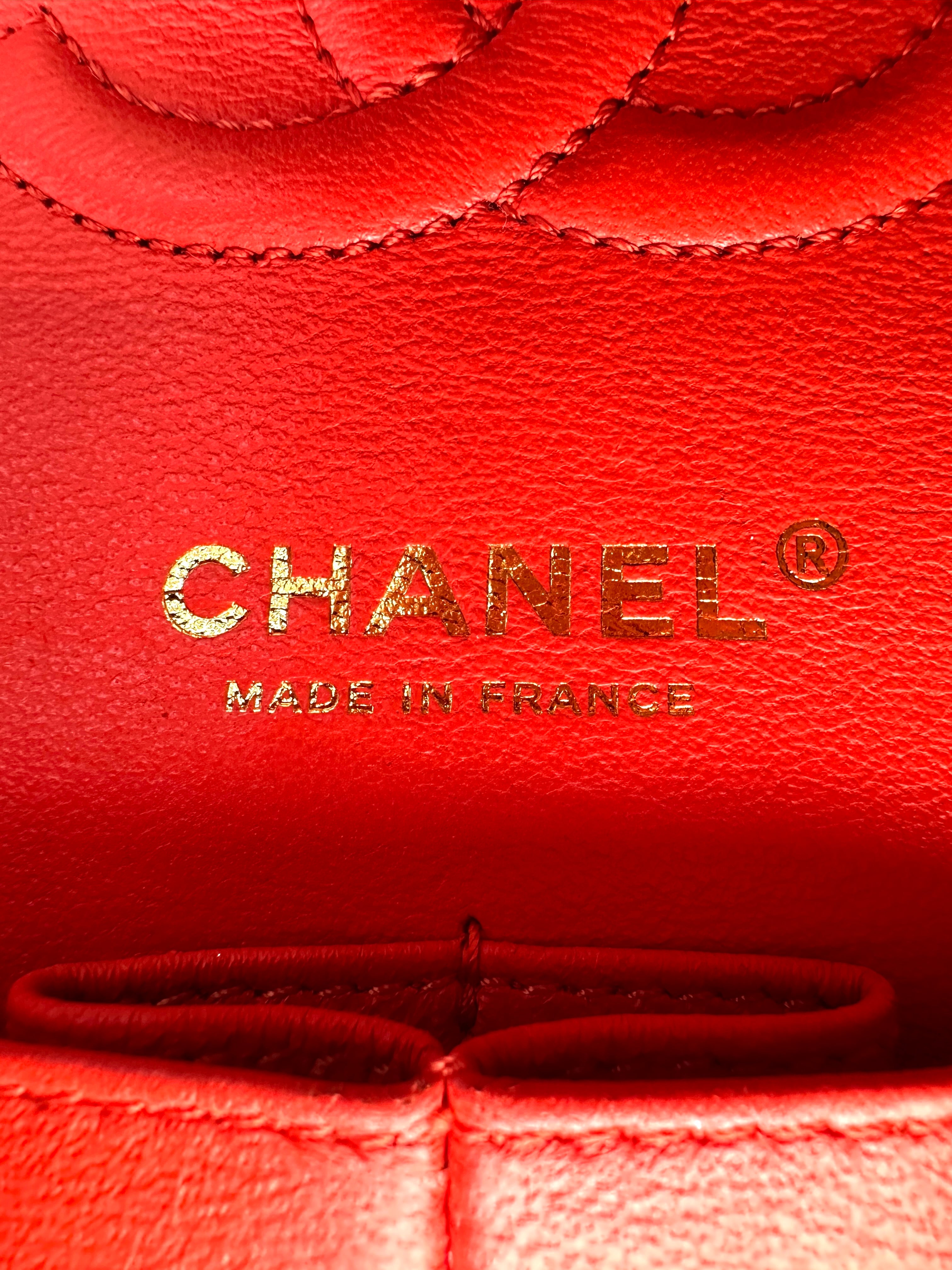 Chanel Classic Flap Red Chevron Quilted Lambskin Flap Bag With Gold Buckle(23***82) CC2062