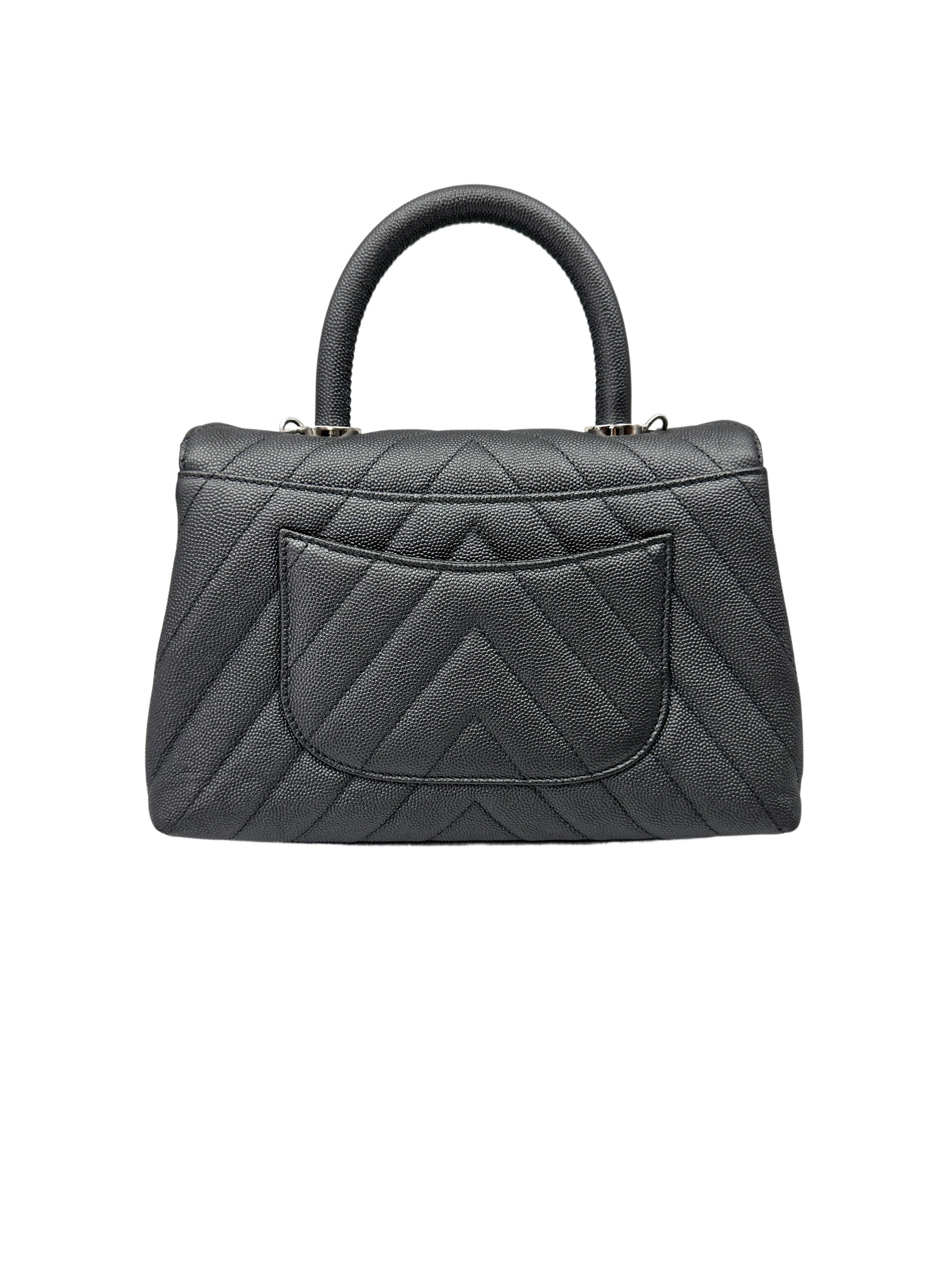 Chanel CoCo Handle Black Chevron Quilted Leather Shoulder Bag(28***83) CC2061