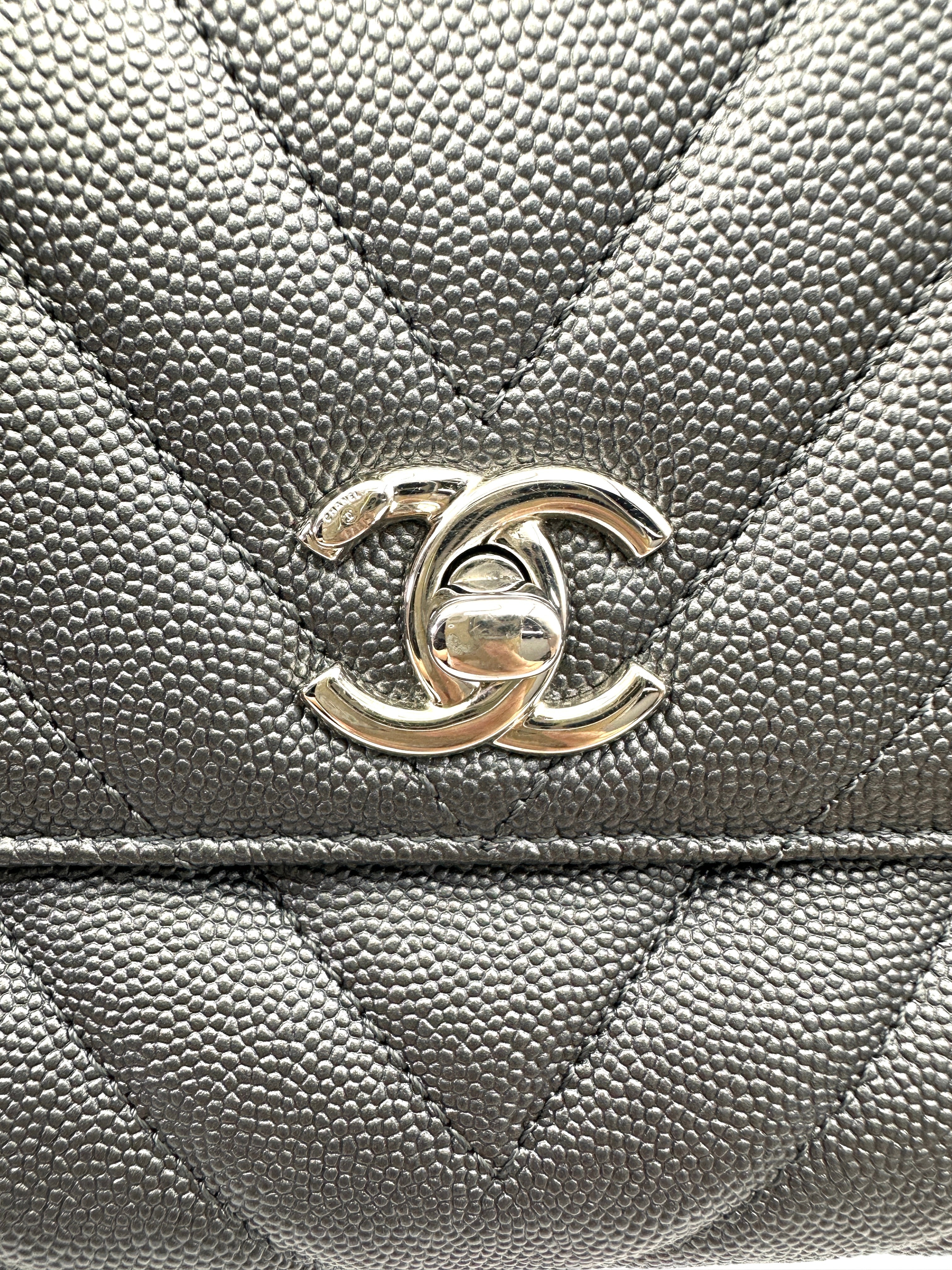 Chanel CoCo Handle Black Chevron Quilted Leather Shoulder Bag(28***83) CC2061