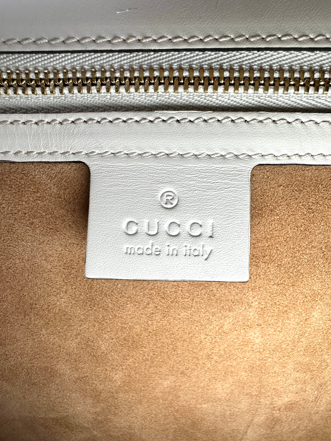 Gucci Sylvie White Leather Large Size Shoulder Bag GG1150