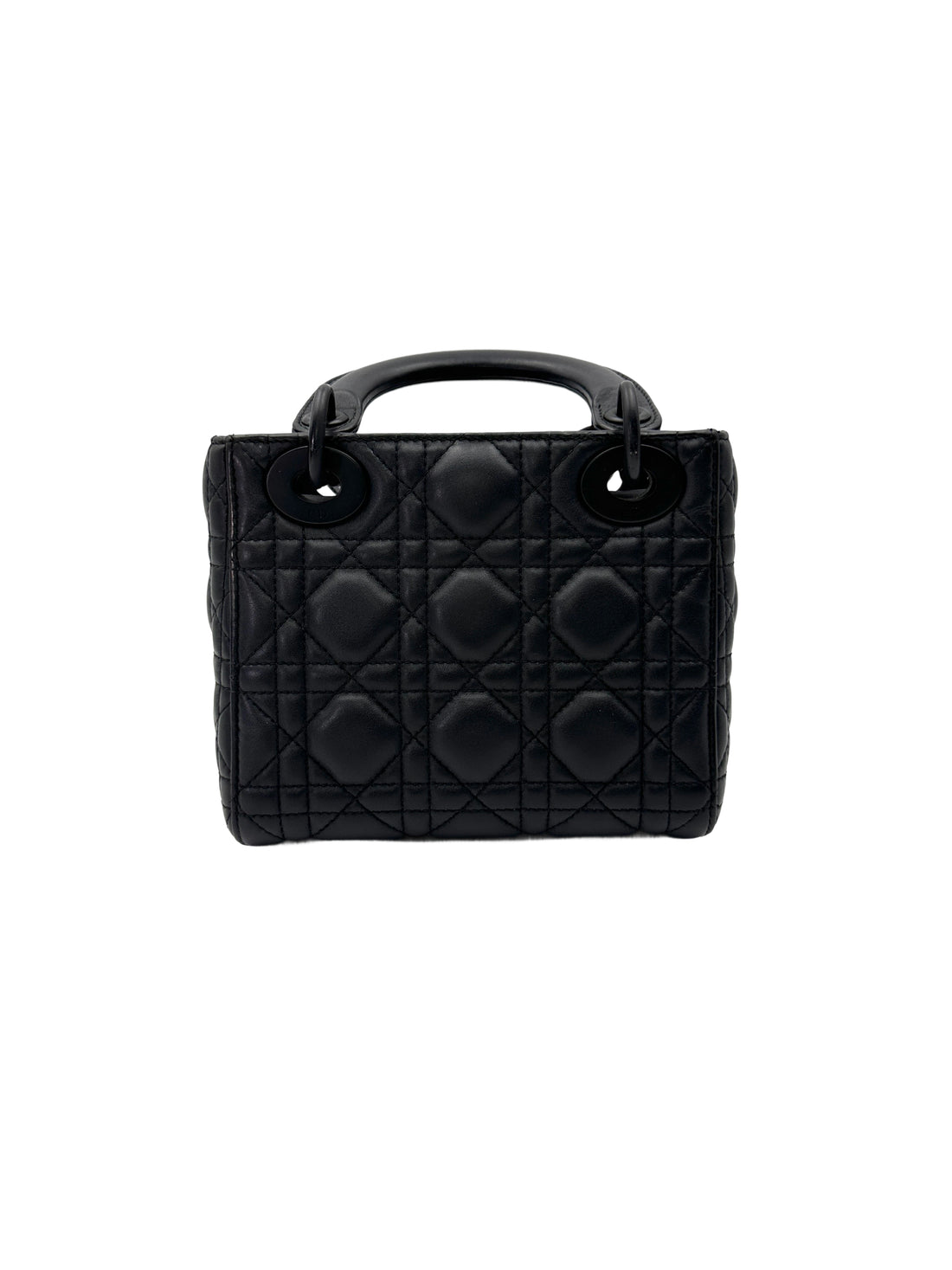 Christian Dior Lady Dior So Black Ultramatte Cannage Leather Handle Bag With Black Charms DR762
