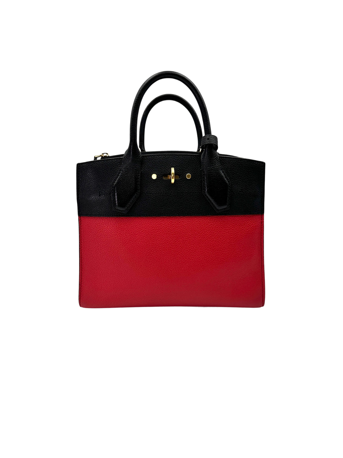 Louis Vuitton City Steamer Black/Red Grained Leather Handle Bag LV2891