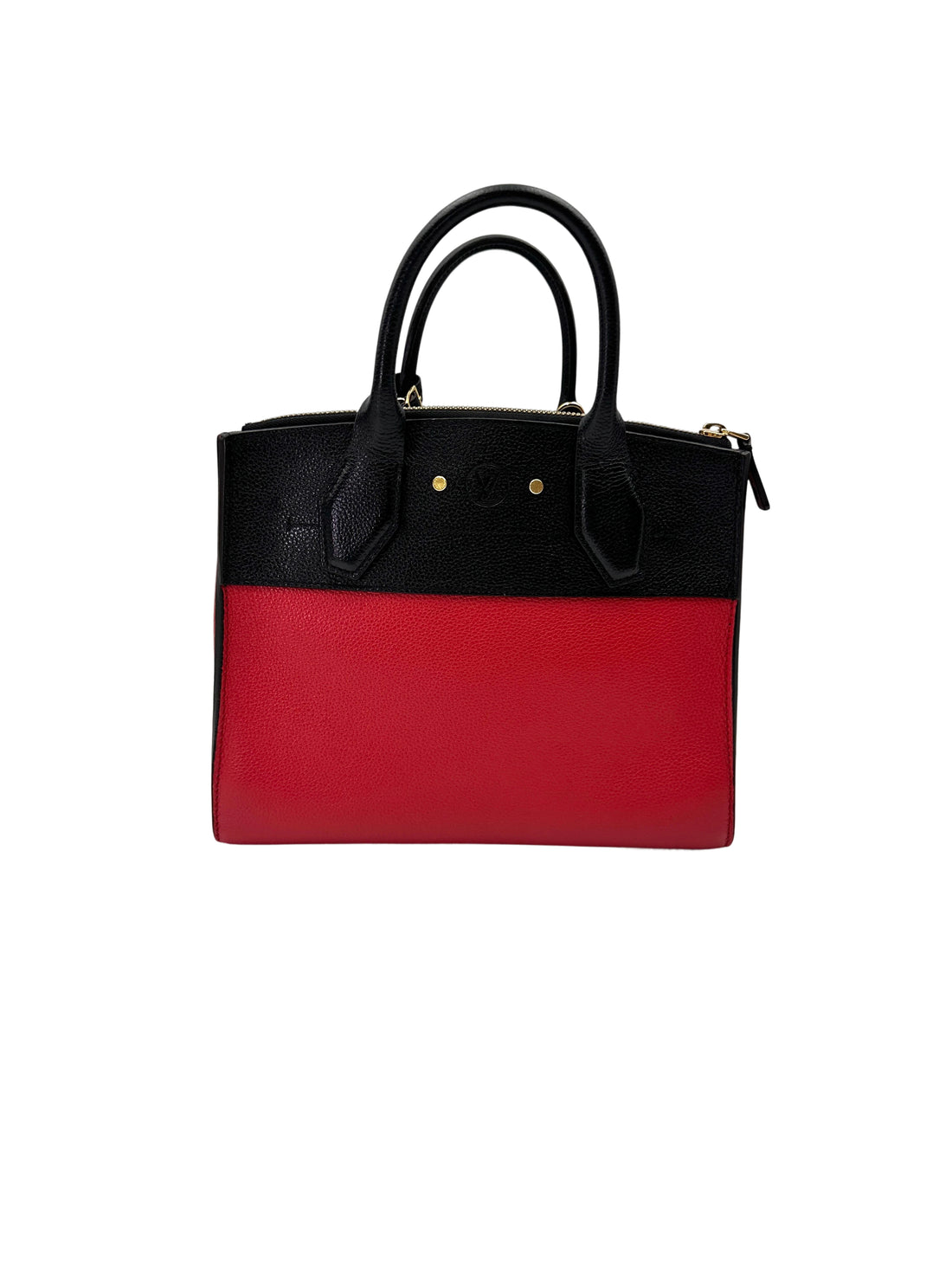 Louis Vuitton City Steamer Black/Red Grained Leather Handle Bag LV2891