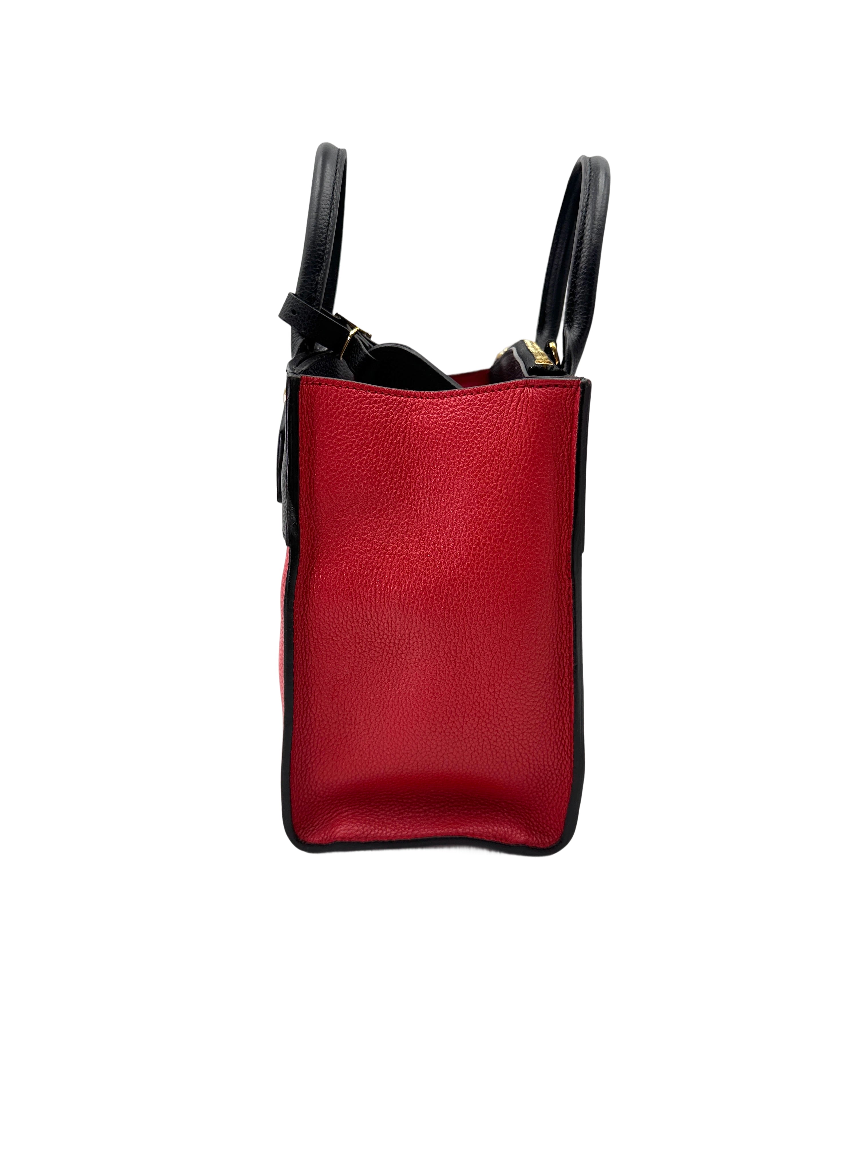 Louis Vuitton City Steamer Black/Red Grained Leather Handle Bag LV2891