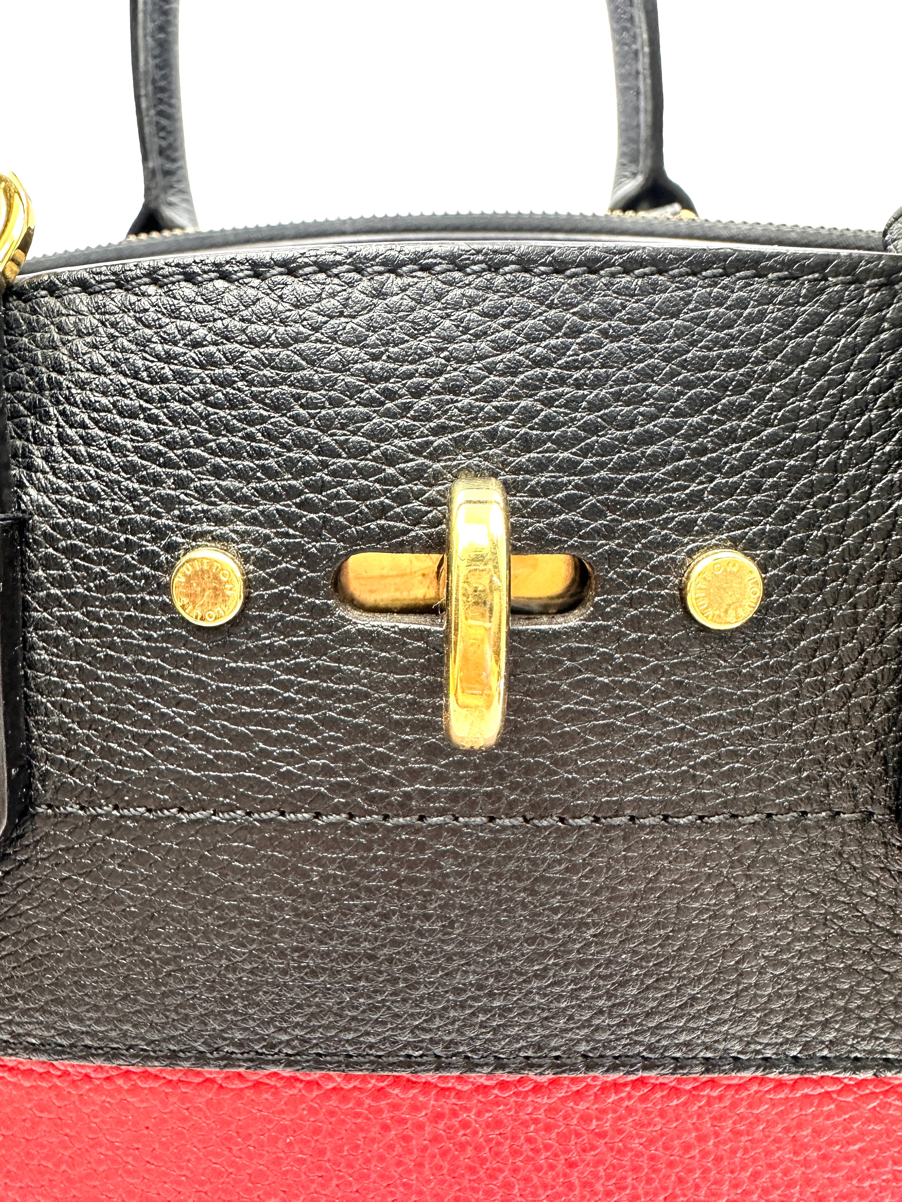 Louis Vuitton City Steamer Black/Red Grained Leather Handle Bag LV2891