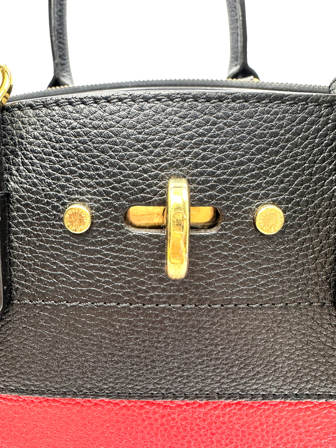 Louis Vuitton City Steamer Black/Red Grained Leather Handle Bag LV2891