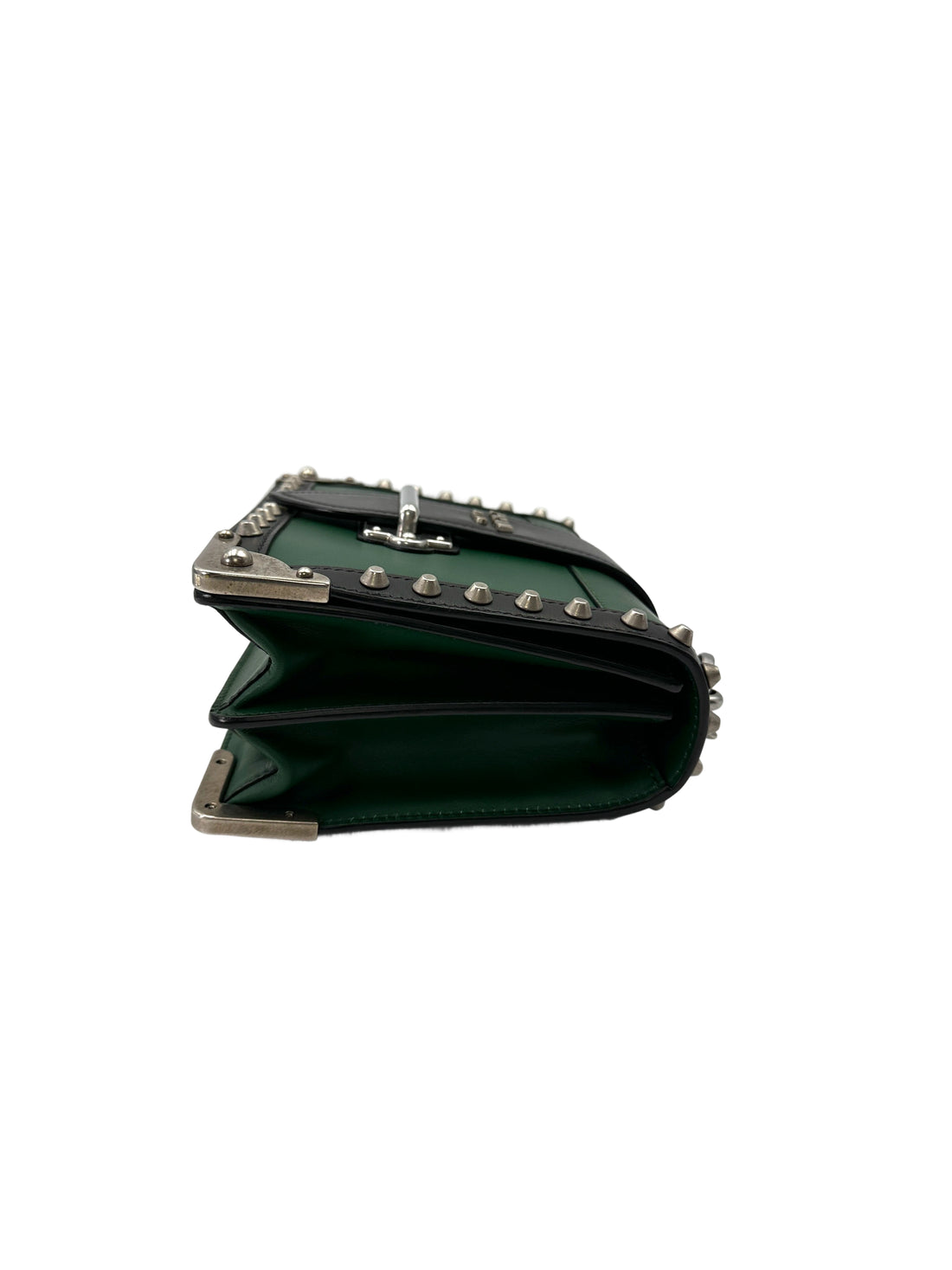 Prada Cahier Black/Green Leather Shoulder Bag PR410