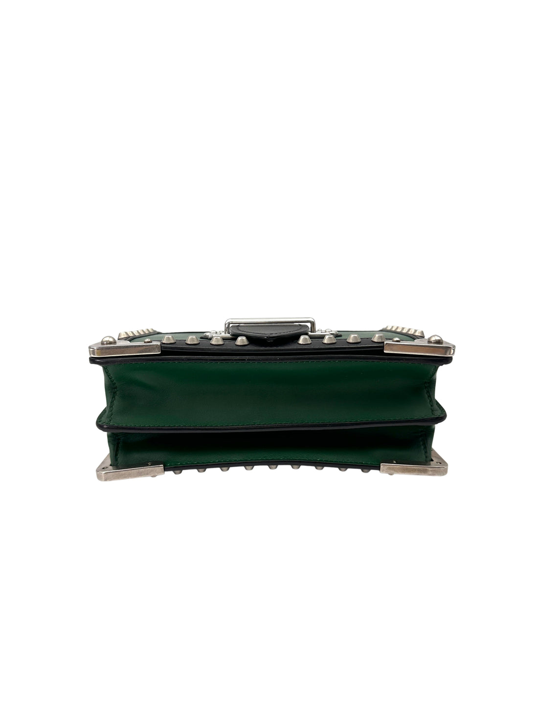 Prada Cahier Black/Green Leather Shoulder Bag PR410